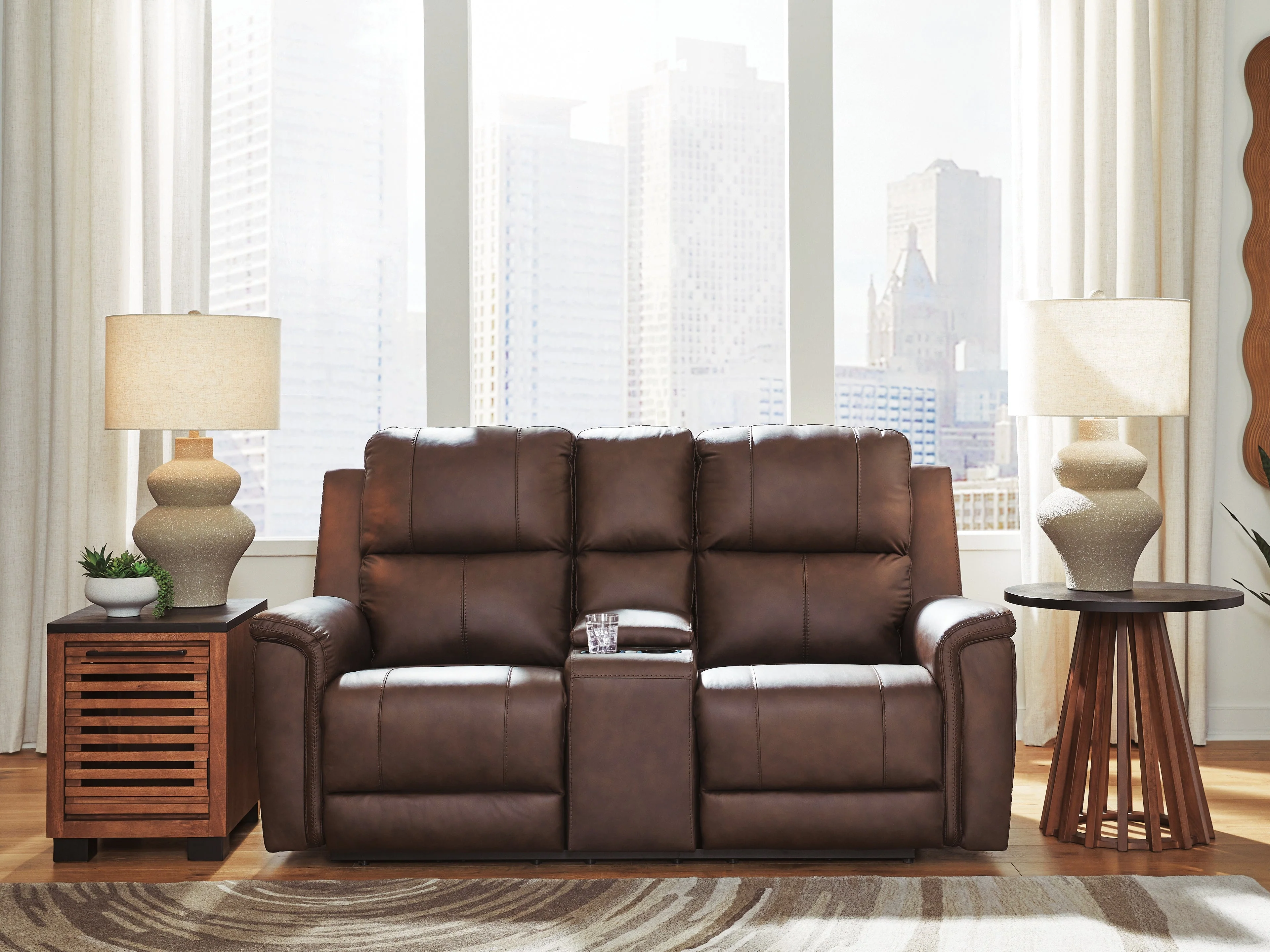 Bleckley Espresso Power Reclining Loveseat with ADJ Headrest