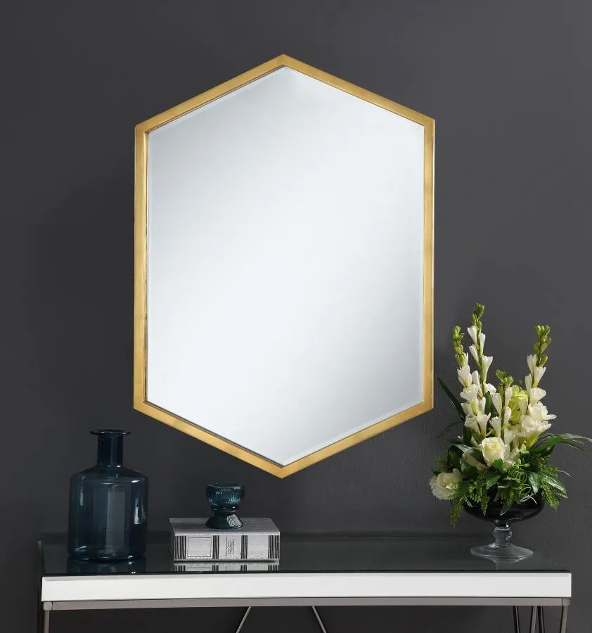 Bledel Gold Hexagon Shaped Wall Mirror