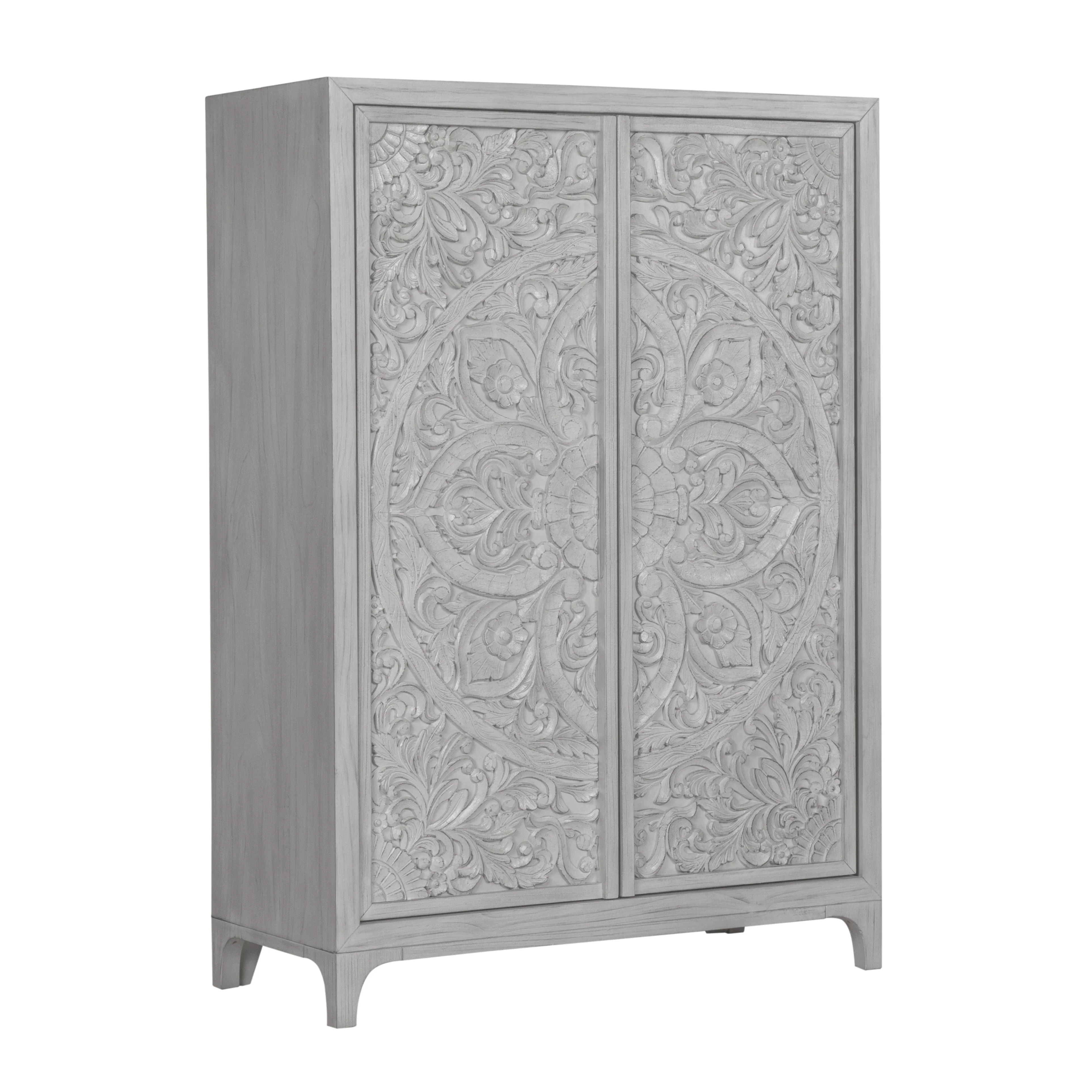 Boho Chic Wardrobe Chest in Washed White - Image 3