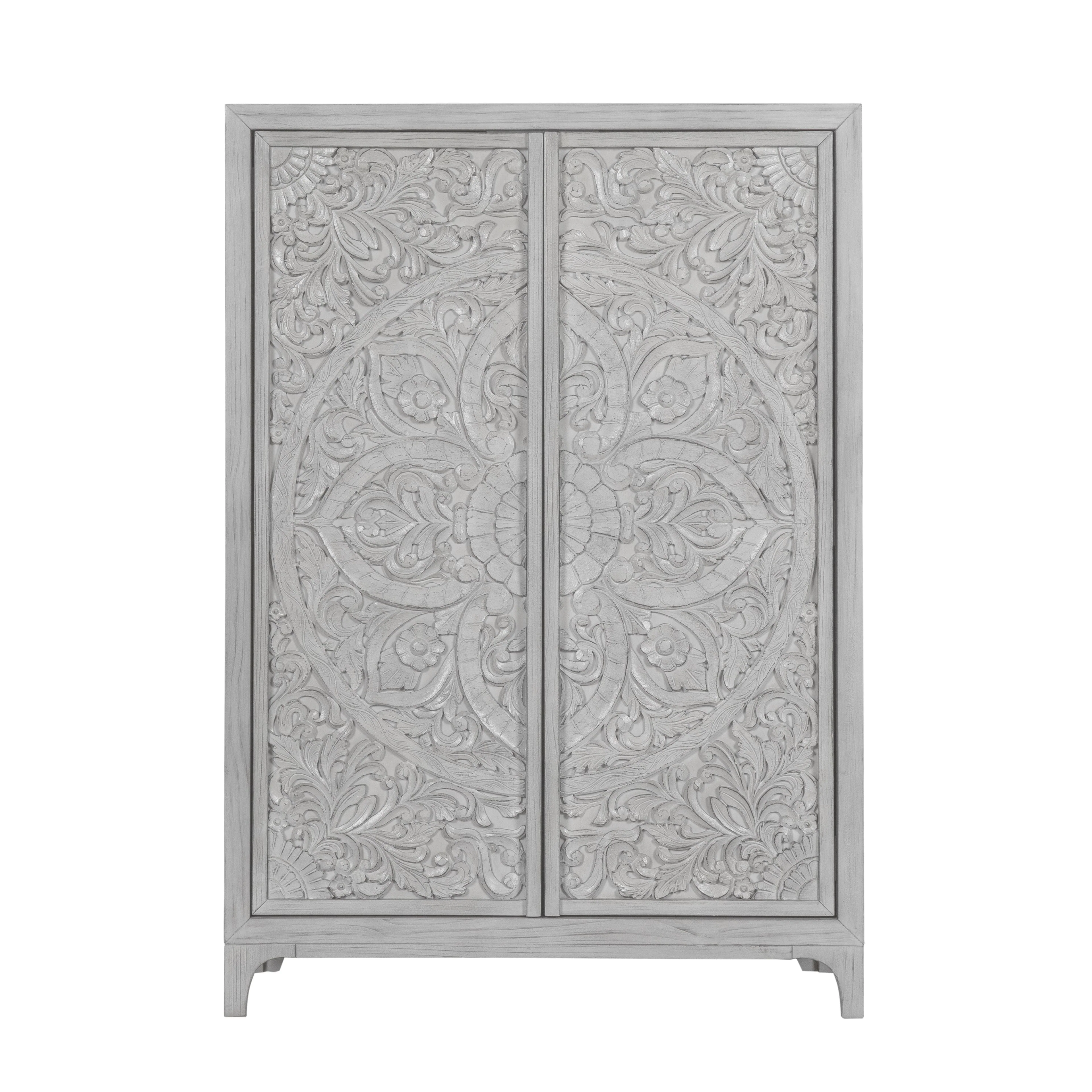 Boho Chic Wardrobe Chest in Washed White - Image 4