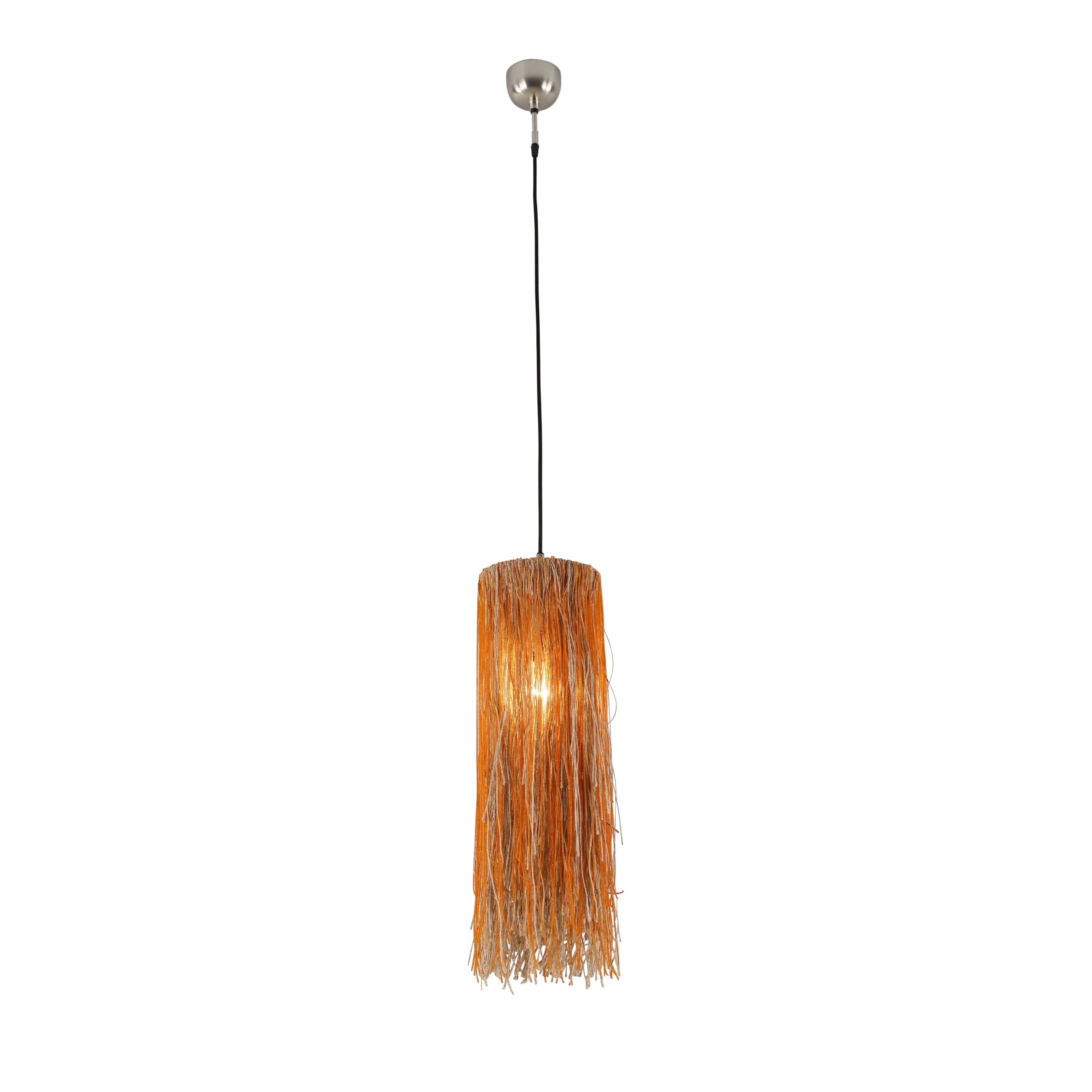 Boho Orange Glass Bead Round Pendant - Image 2