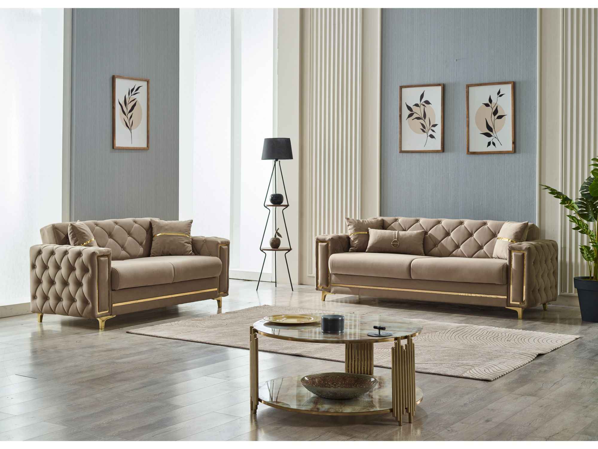 Bolivya Beige 3-pieces (Sofa & Loveseat & Chair) Living Room Set - Image 2