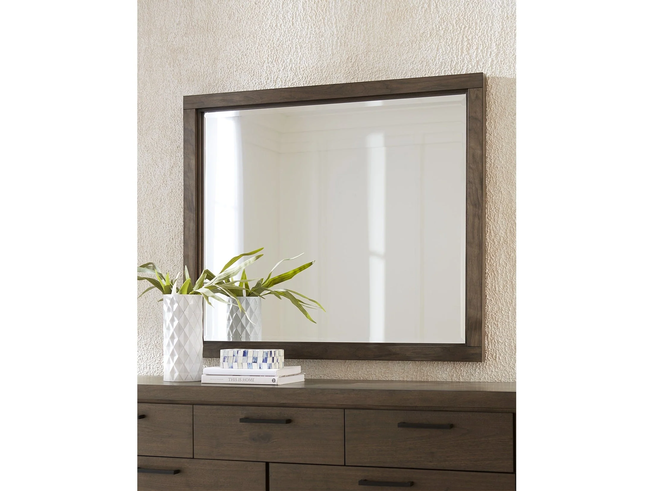 Boracay Beveled Glass Landscape Mirror in Wild Oats Brown