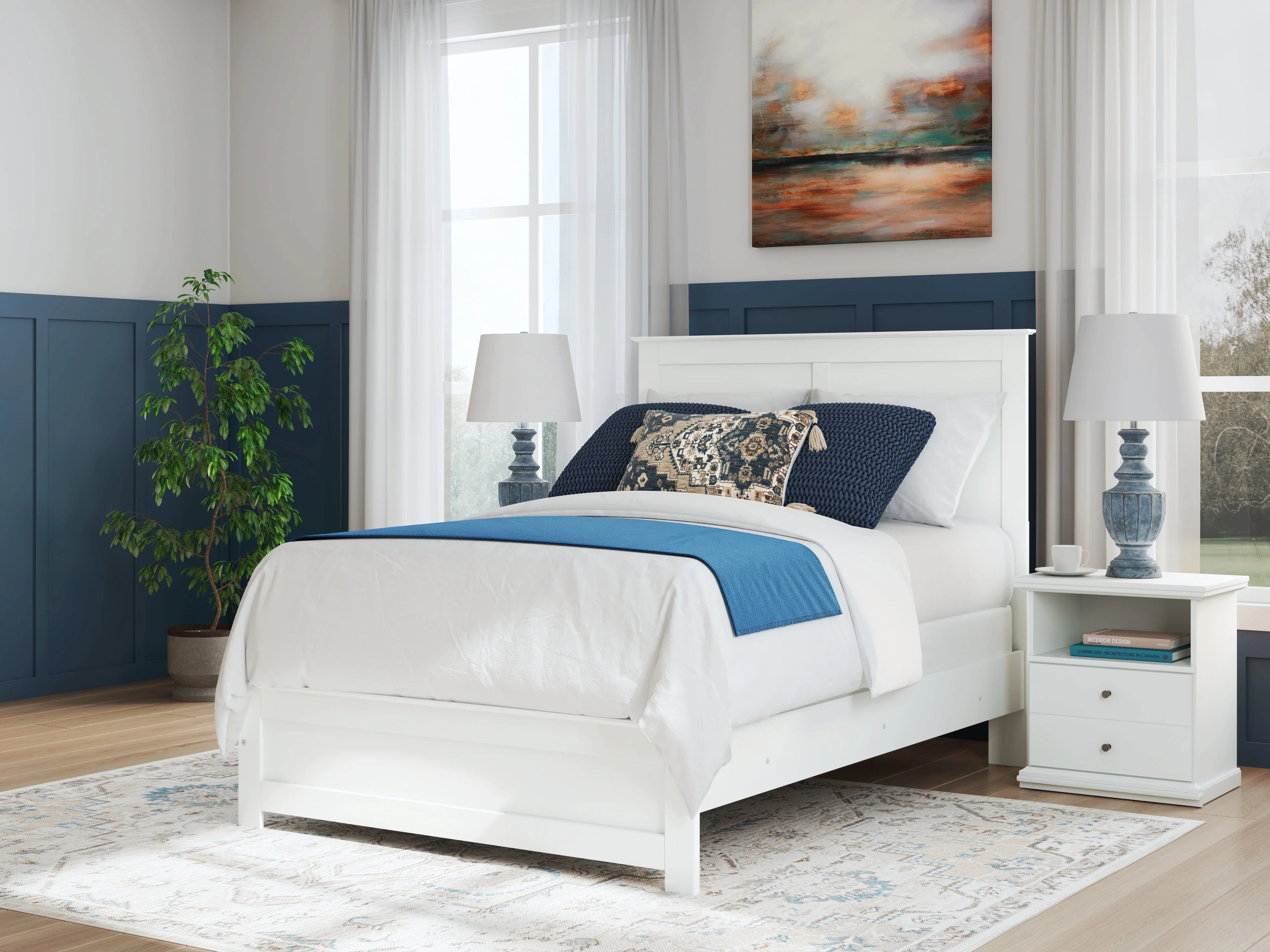 Bostwick Shoals Full Panel Bed with Mirrored Dresser and Nightstand in White - Image 18