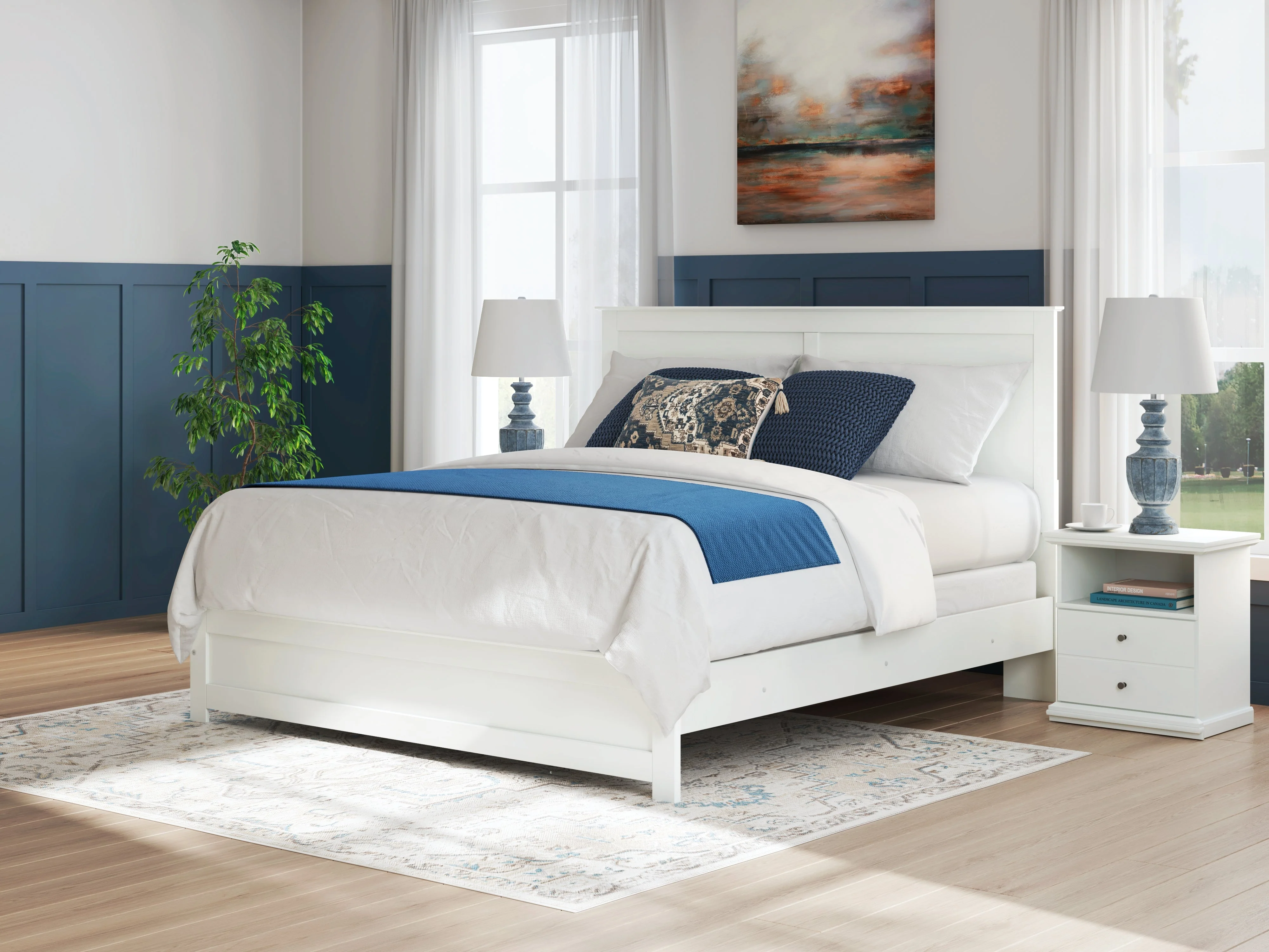 Bostwick Shoals King Panel Bed with Mirrored Dresser and Chest in White - Image 19