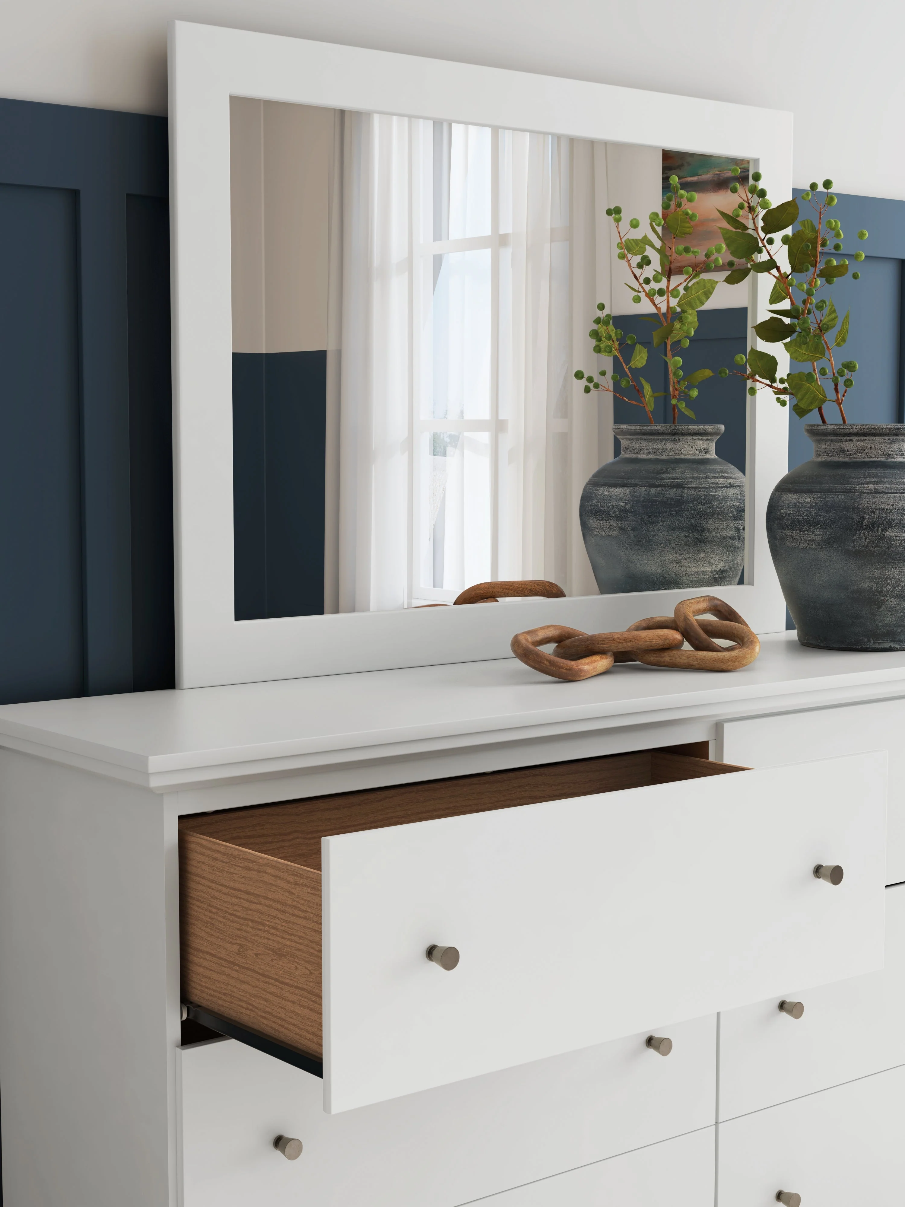 Bostwick Shoals Twin Panel Bed with Mirrored Dresser, Chest and Nightstand in White - Image 21