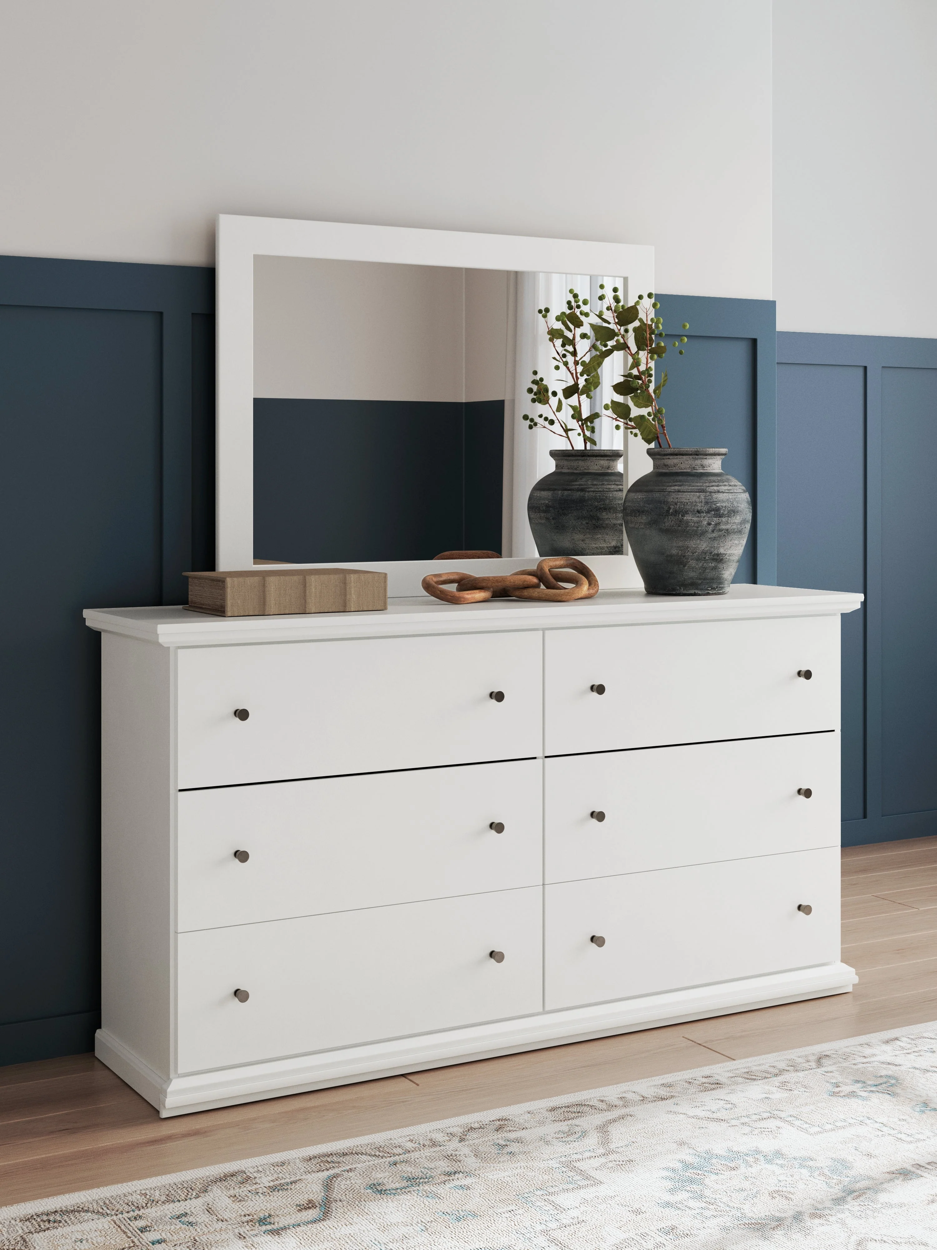 Bostwick Shoals Twin Panel Bed with Mirrored Dresser, Chest and Nightstand in White - Image 22