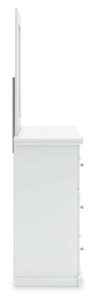 Bostwick Shoals Twin Panel Bed with Mirrored Dresser in White - Image 5