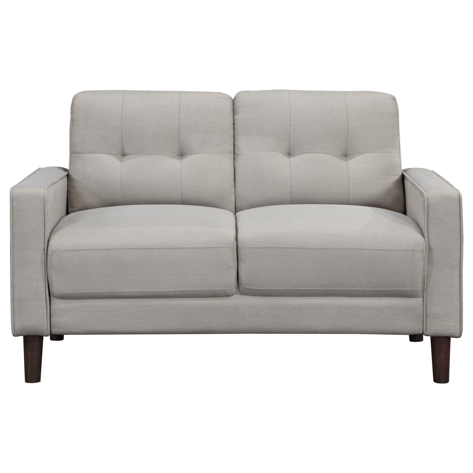 Bowen Beige Upholstered Track Arms Tufted Loveseat - Image 2