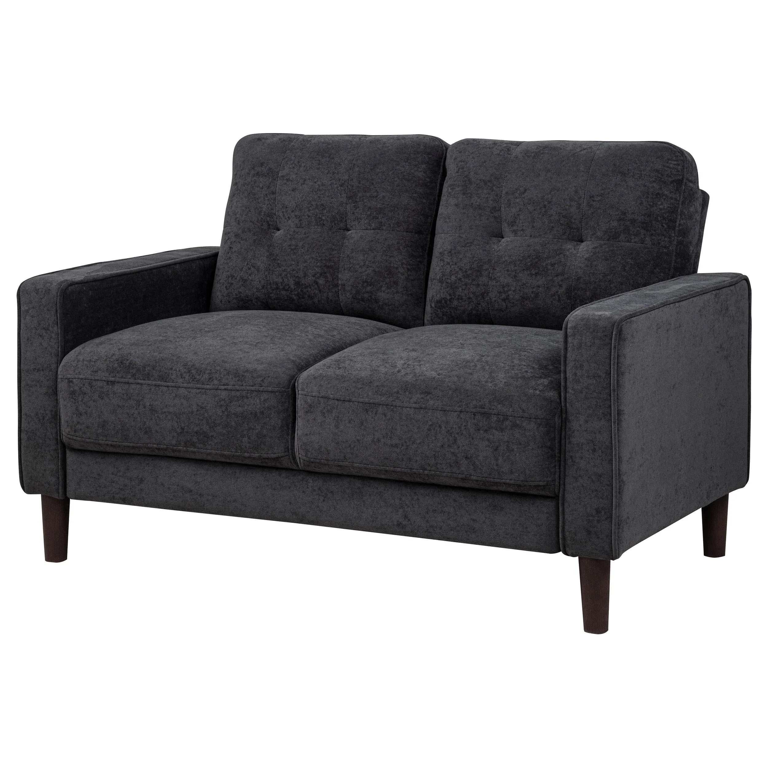 Bowen II Steel Grey Fabric Upholstered Track Arm Loveseat - Image 3