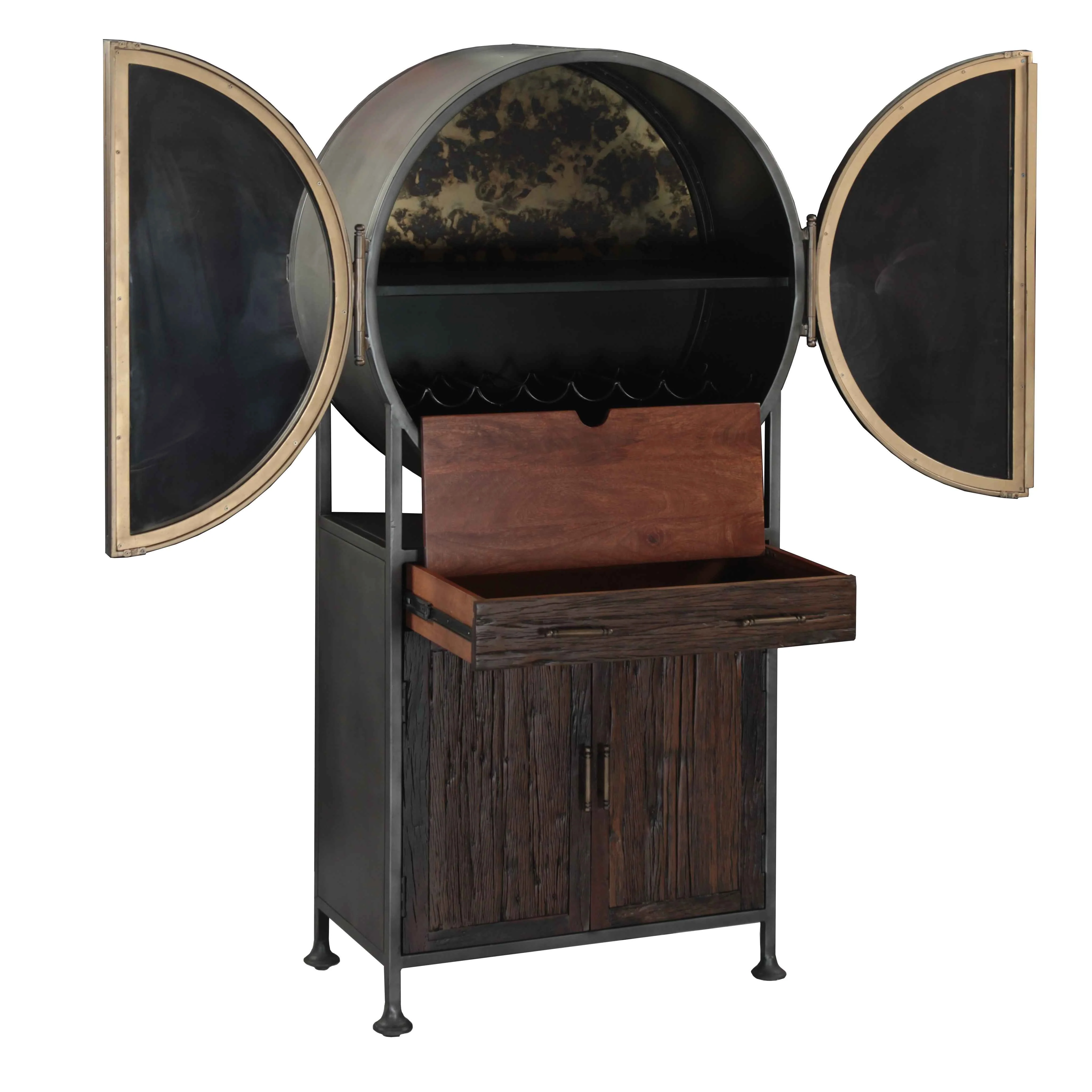 Bowery 74" Tall Round Bar Cabinet