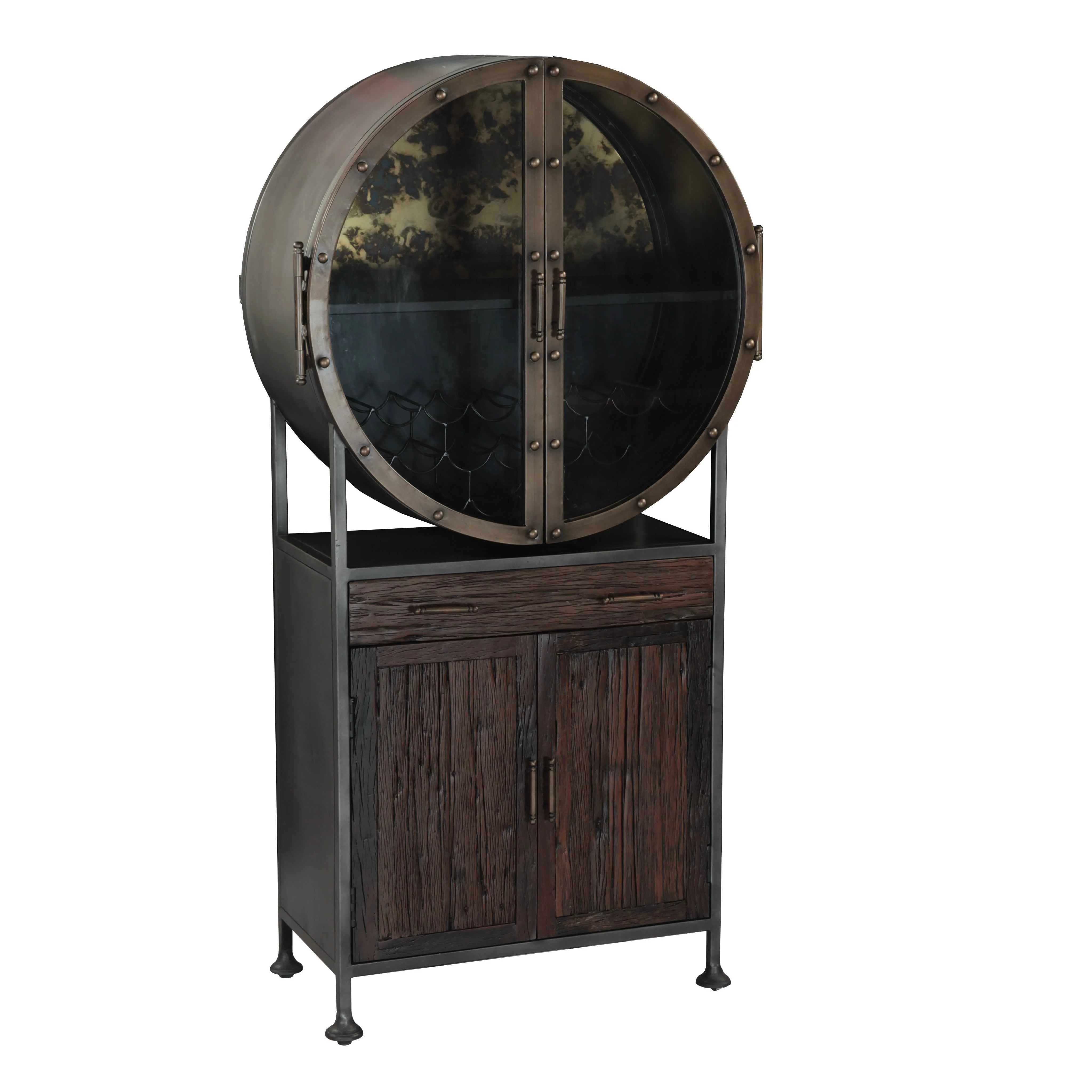 Bowery 74" Tall Round Bar Cabinet - Image 9