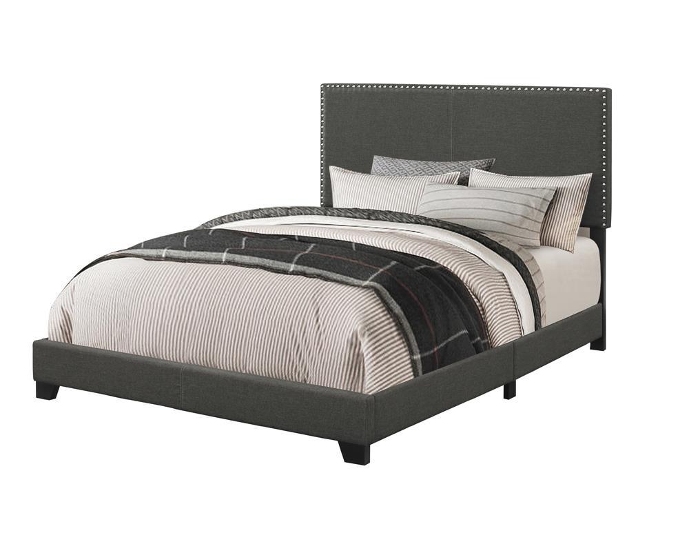 Boyd Charcoal Eastern King Upholstered Bed with Nailhead Trim - Image 2