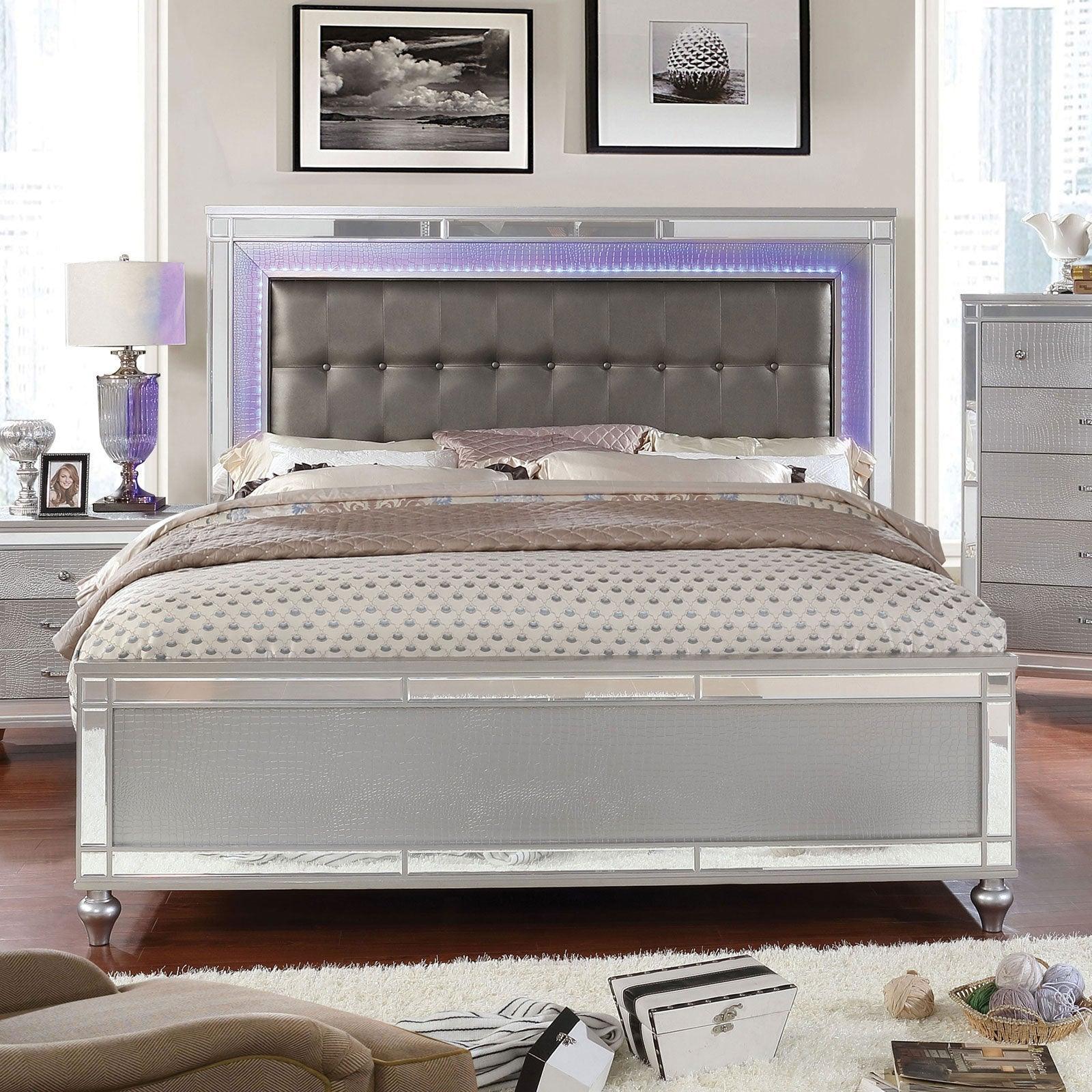 Brachium Silver LED King Bed