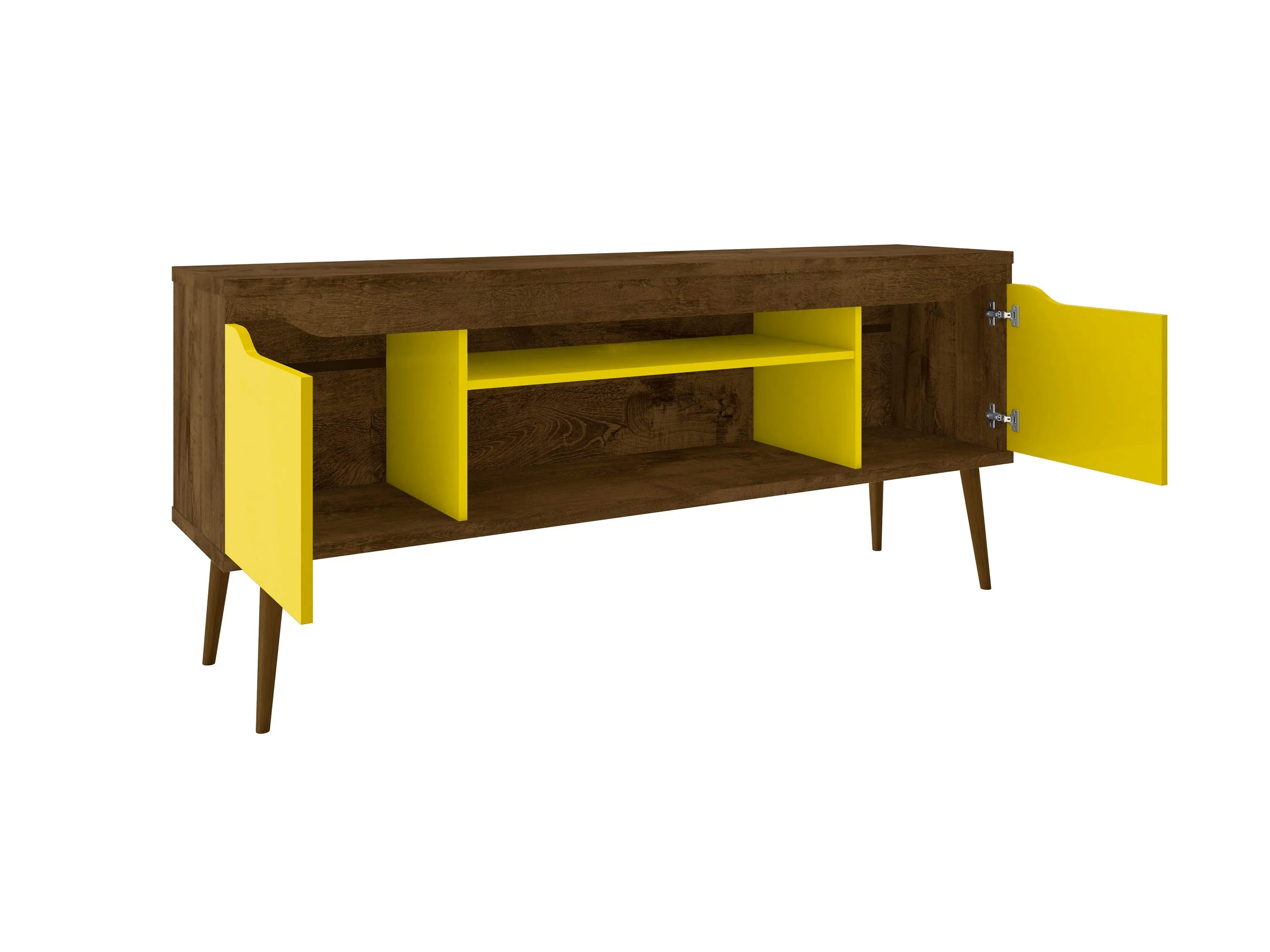 Bradley 62.99 TV Stand in Rustic Brown and Yellow - Image 4