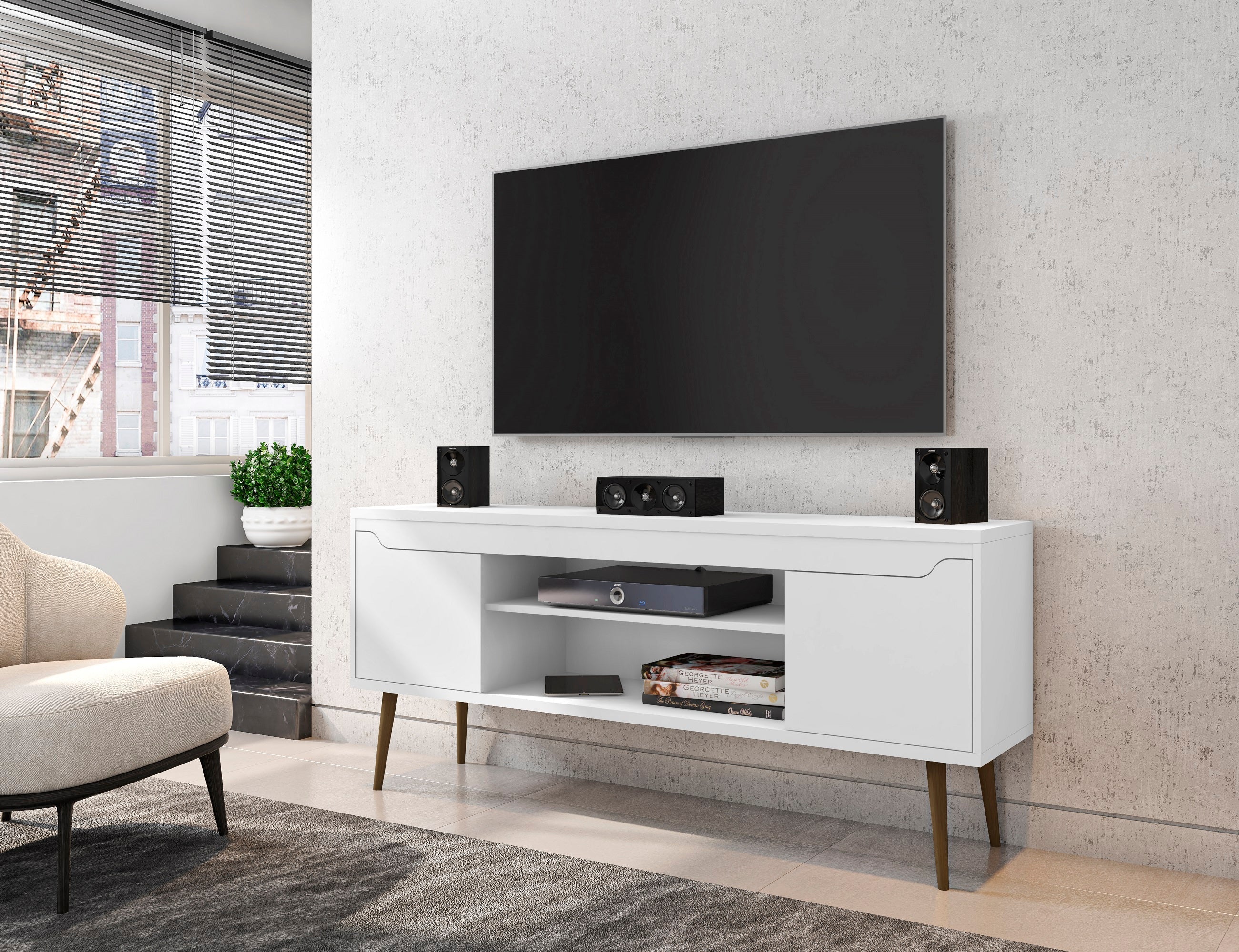Bradley 62.99 TV Stand in White - Image 2