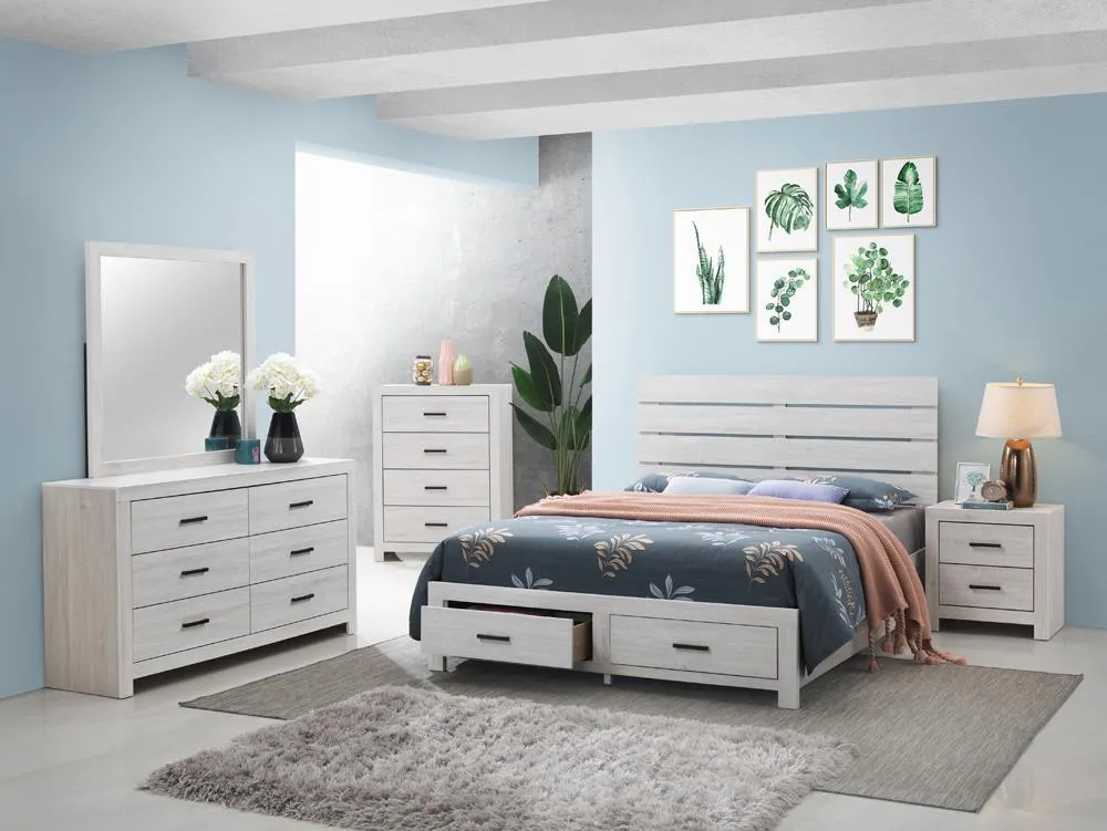 Brantford Coastal White Queen Storage Bed