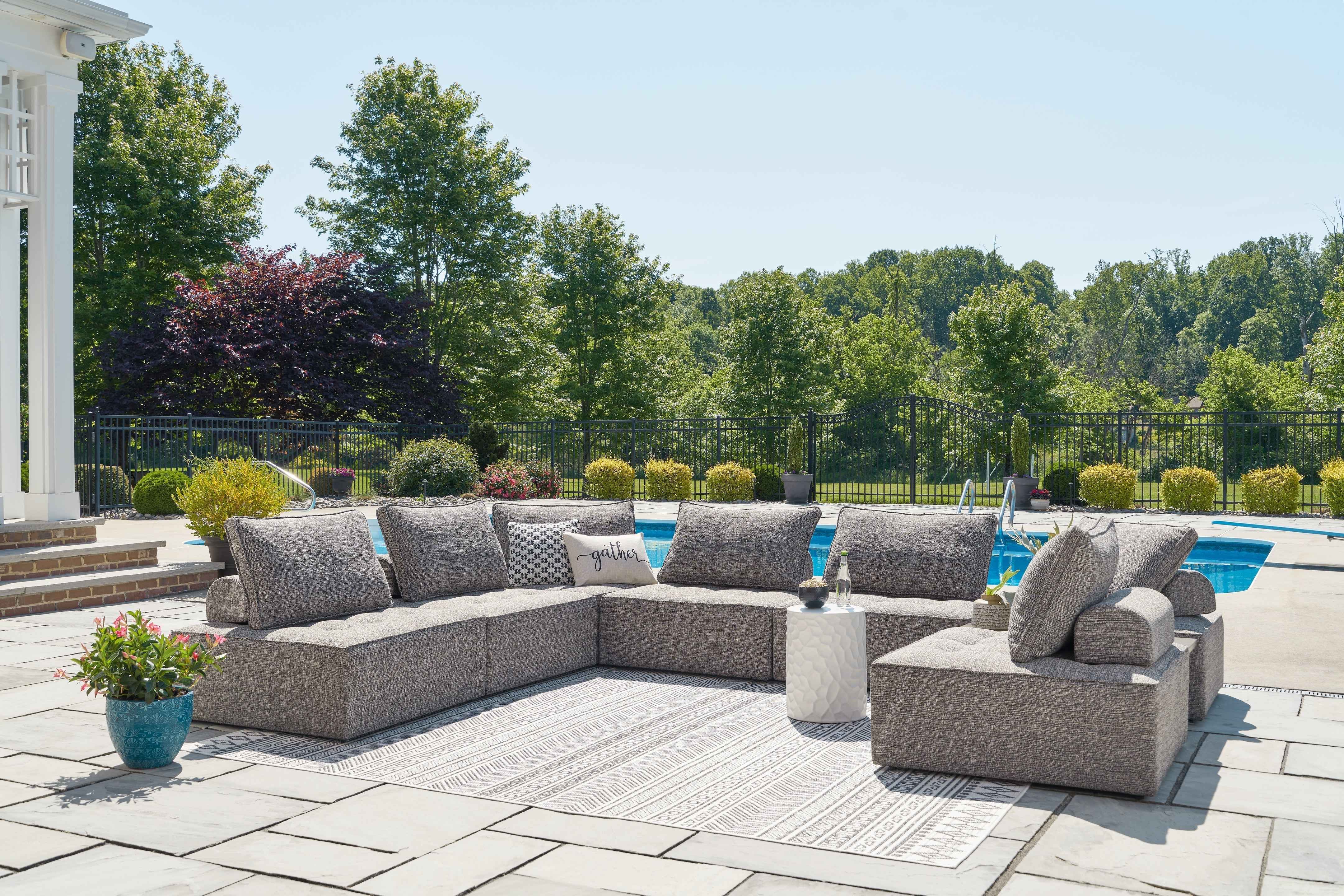 Bree Zee 8-Piece Outdoor Sectional with Lounge Chair in Brown - Image 6