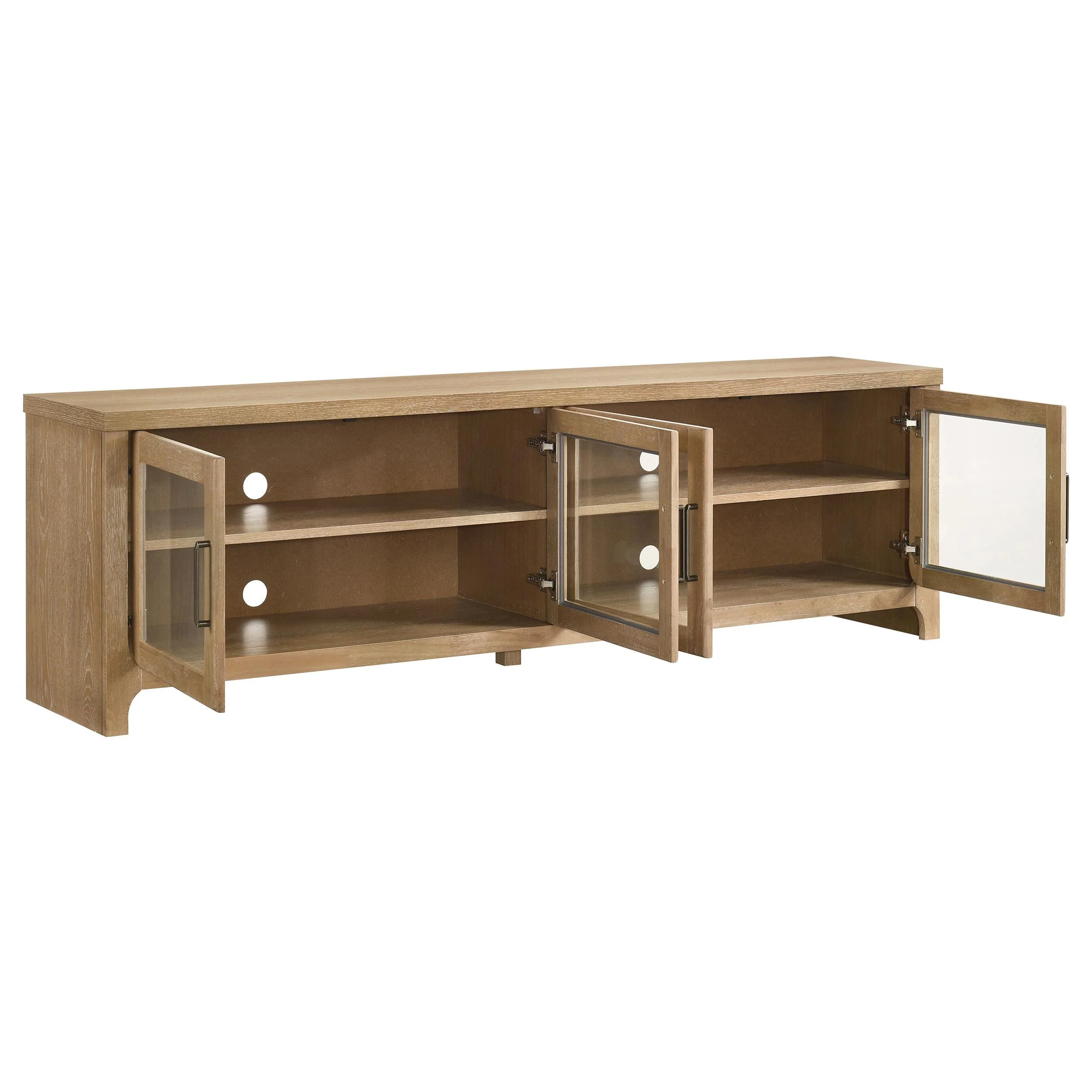 Brenham Light Oak 79-inch 4-Door TV Stand Media Console - Image 3