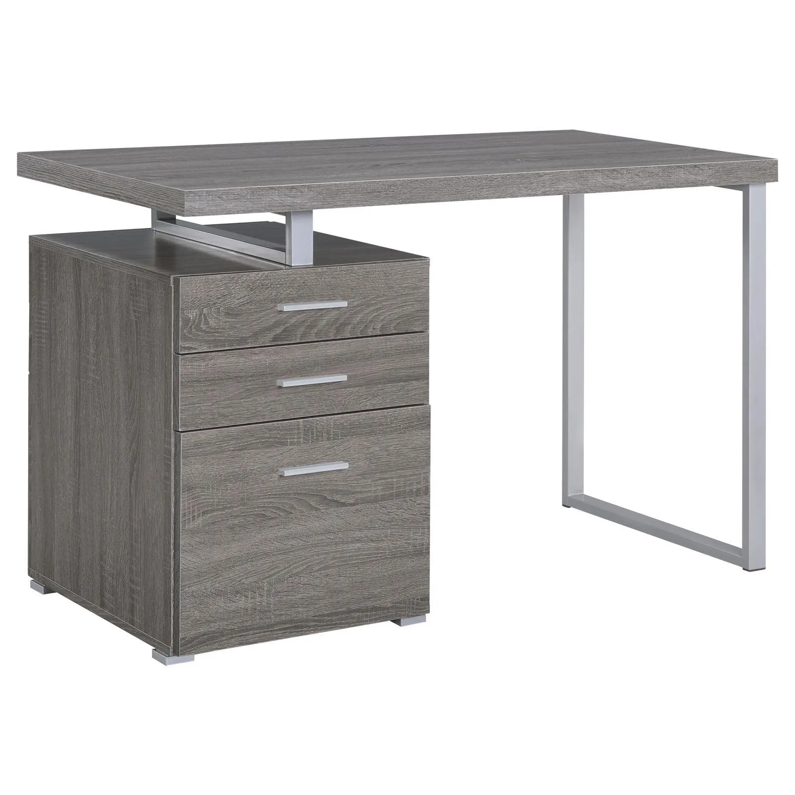 Brennan Weathered Gray 3-Drawer Office Desk - Image 2