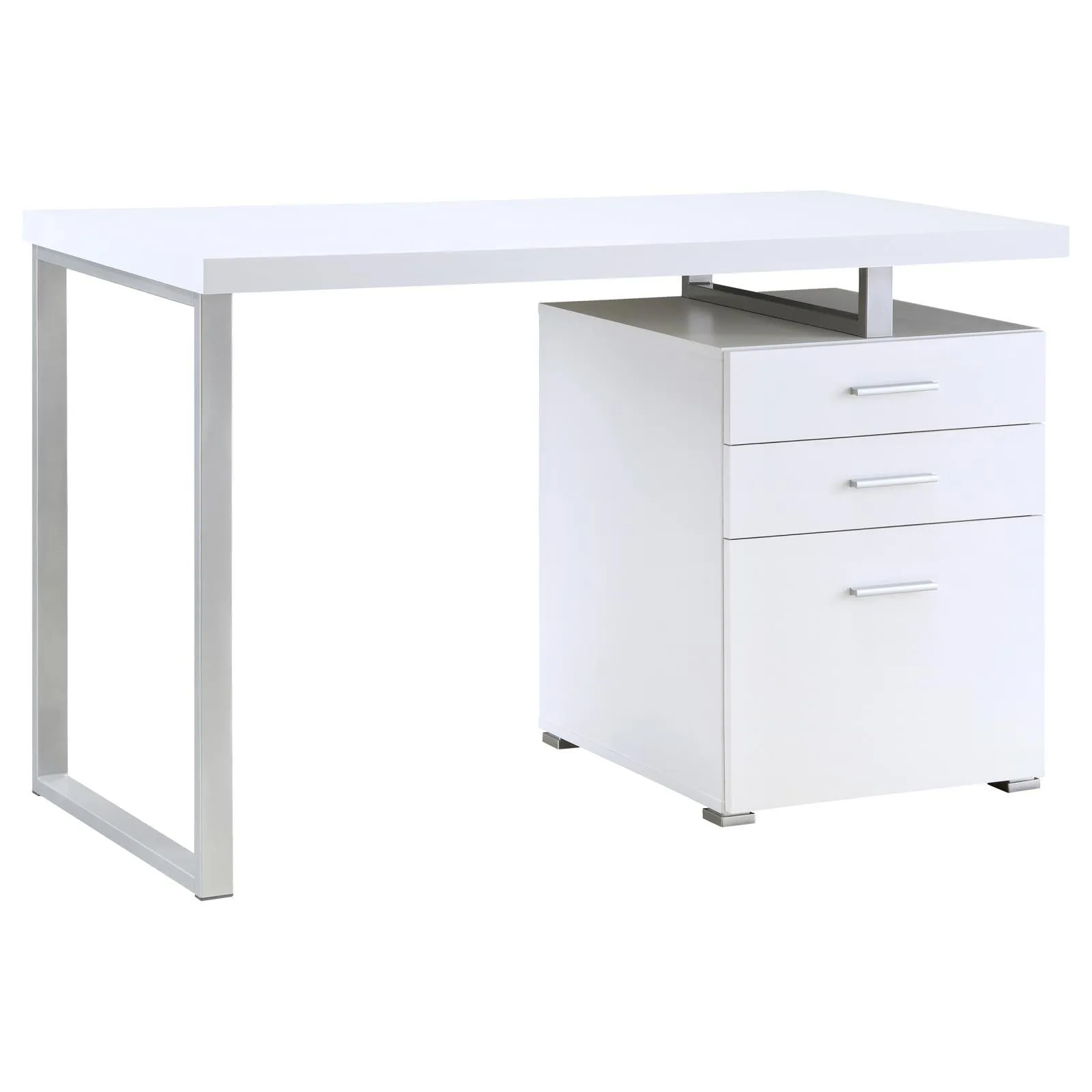Brennan White 3-Drawer Office Desk - Image 3