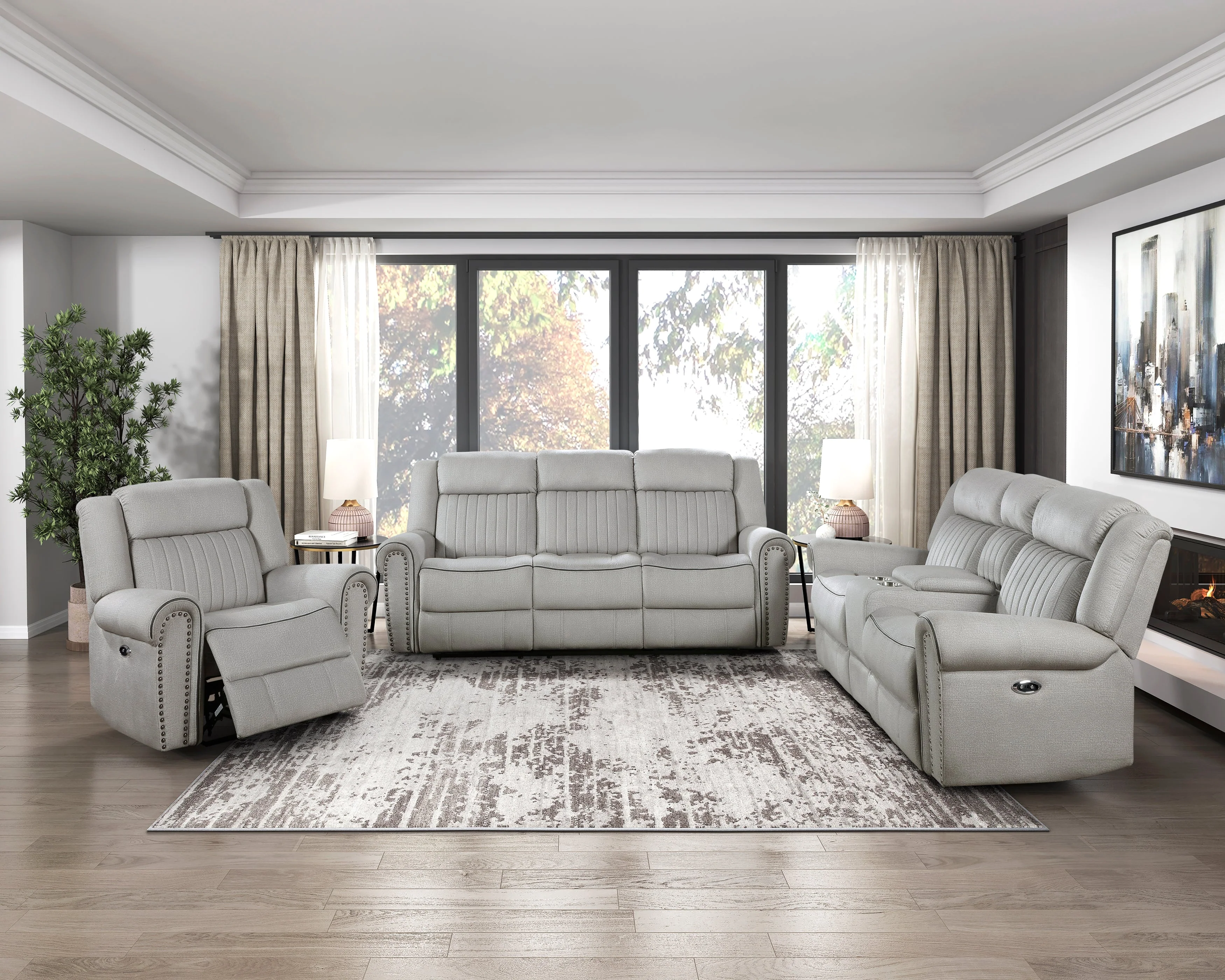 Brennen Mist Power Double Reclining Loveseat with Center Console - Image 9