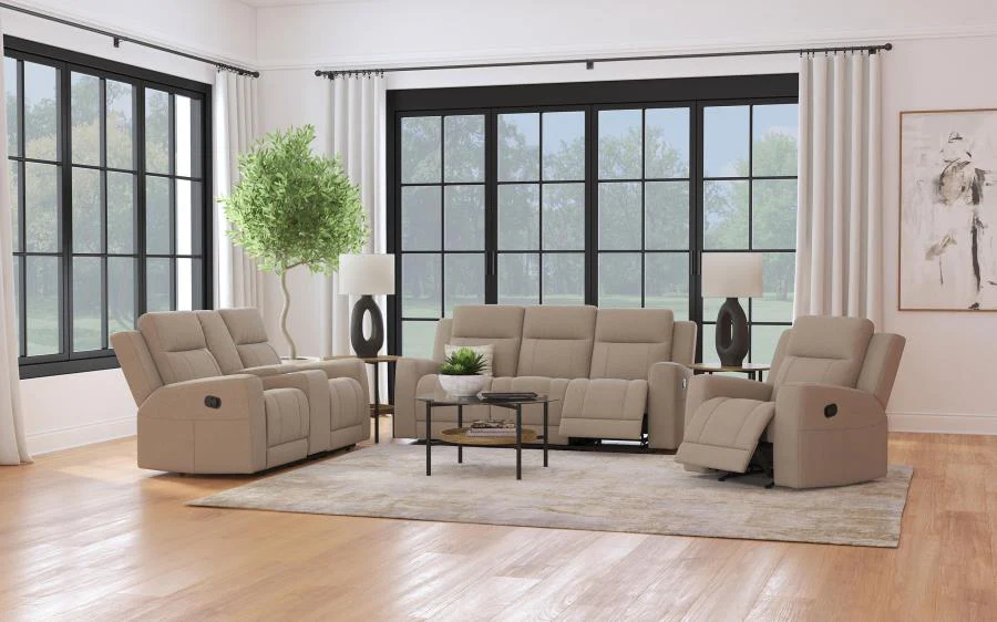 Brentwood Taupe 3-piece Upholstered Motion Reclining Sofa Set