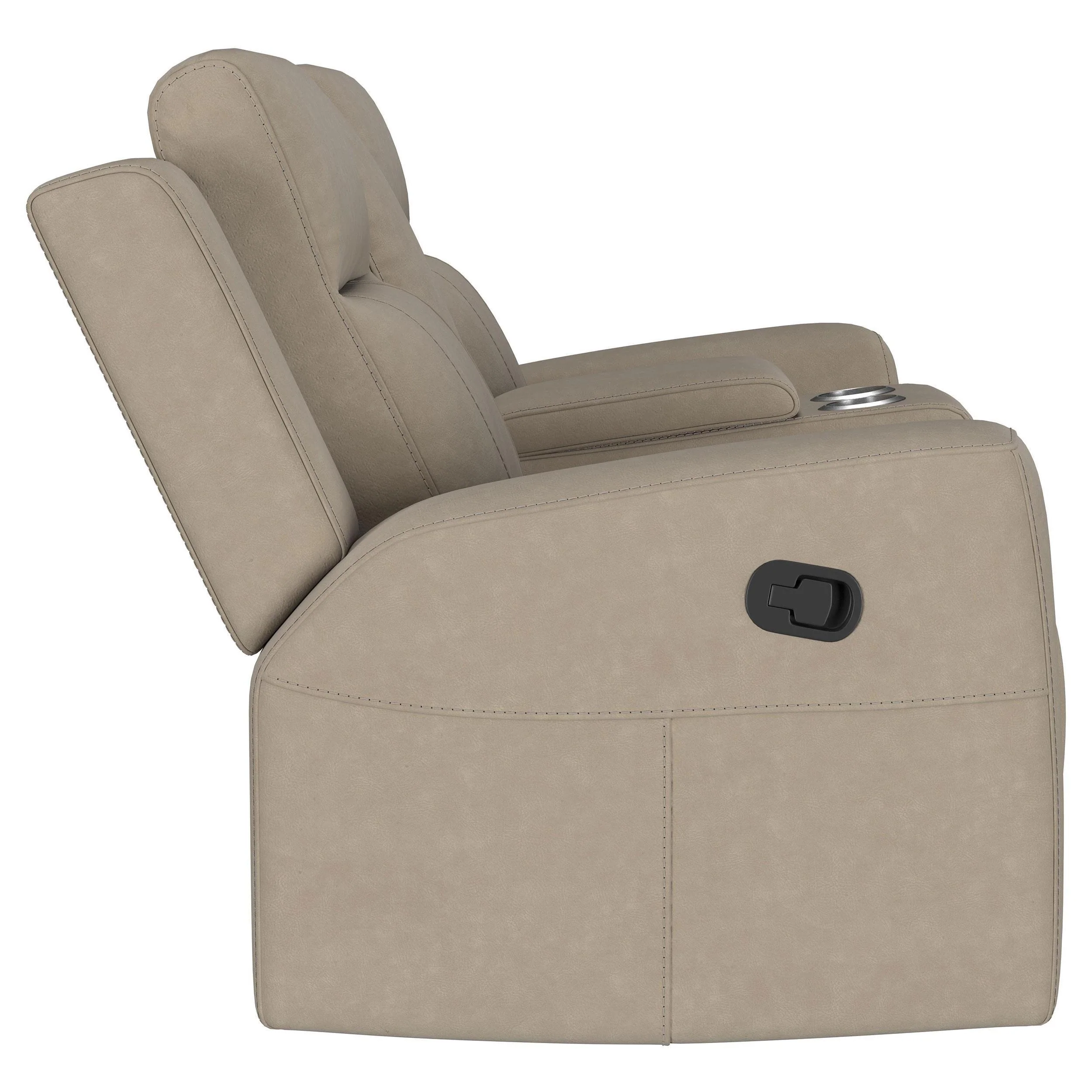 Brentwood Taupe Upholstered Motion Reclining Loveseat with Console - Image 10