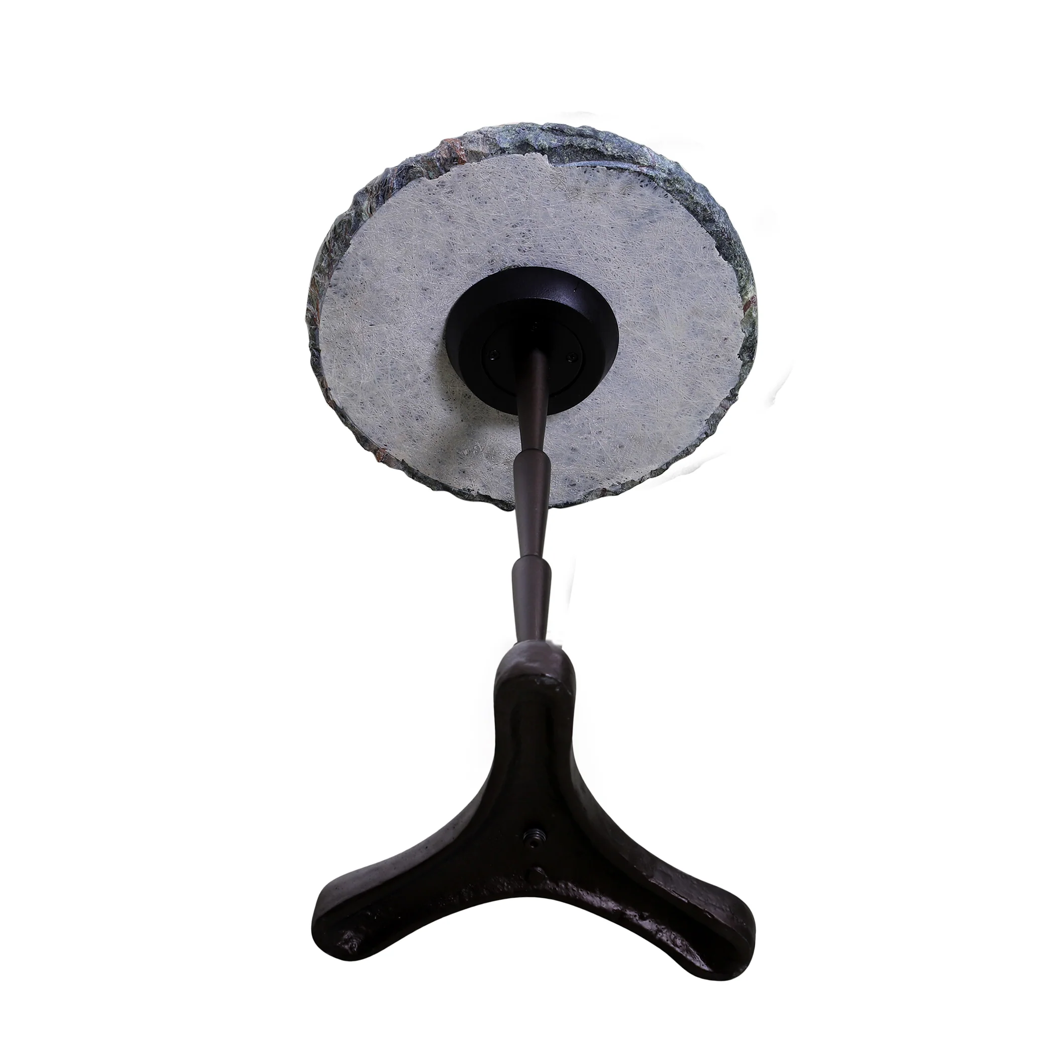 Breton 15" Accent Table with Green Bidasar Marble and Iron - Image 4