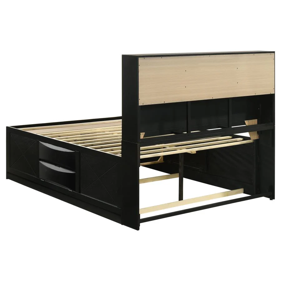 Briana Black 4-Piece Queen Storage Bedroom Set with Bookcase Headboard - Image 4