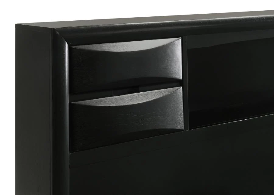 Briana Black 4-Piece Queen Storage Bedroom Set with Bookcase Headboard - Image 9