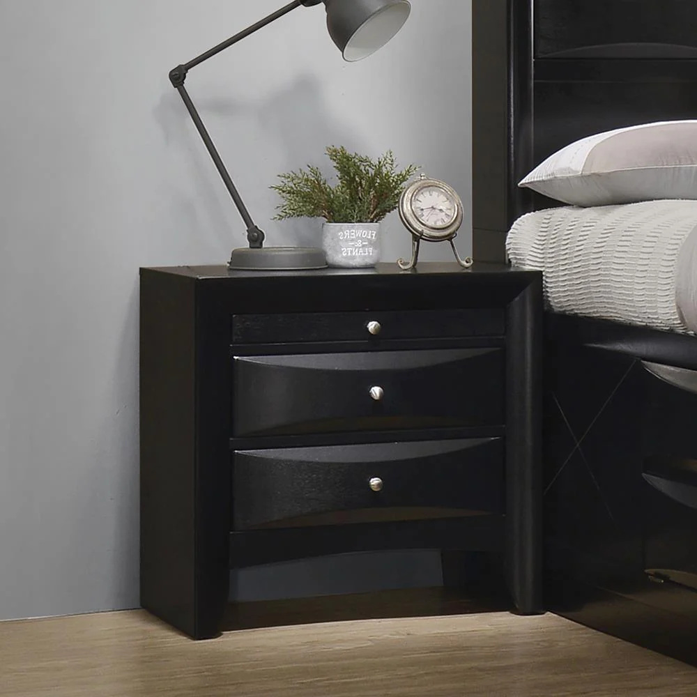 Briana Black Rectangular 2-Drawer Nightstand