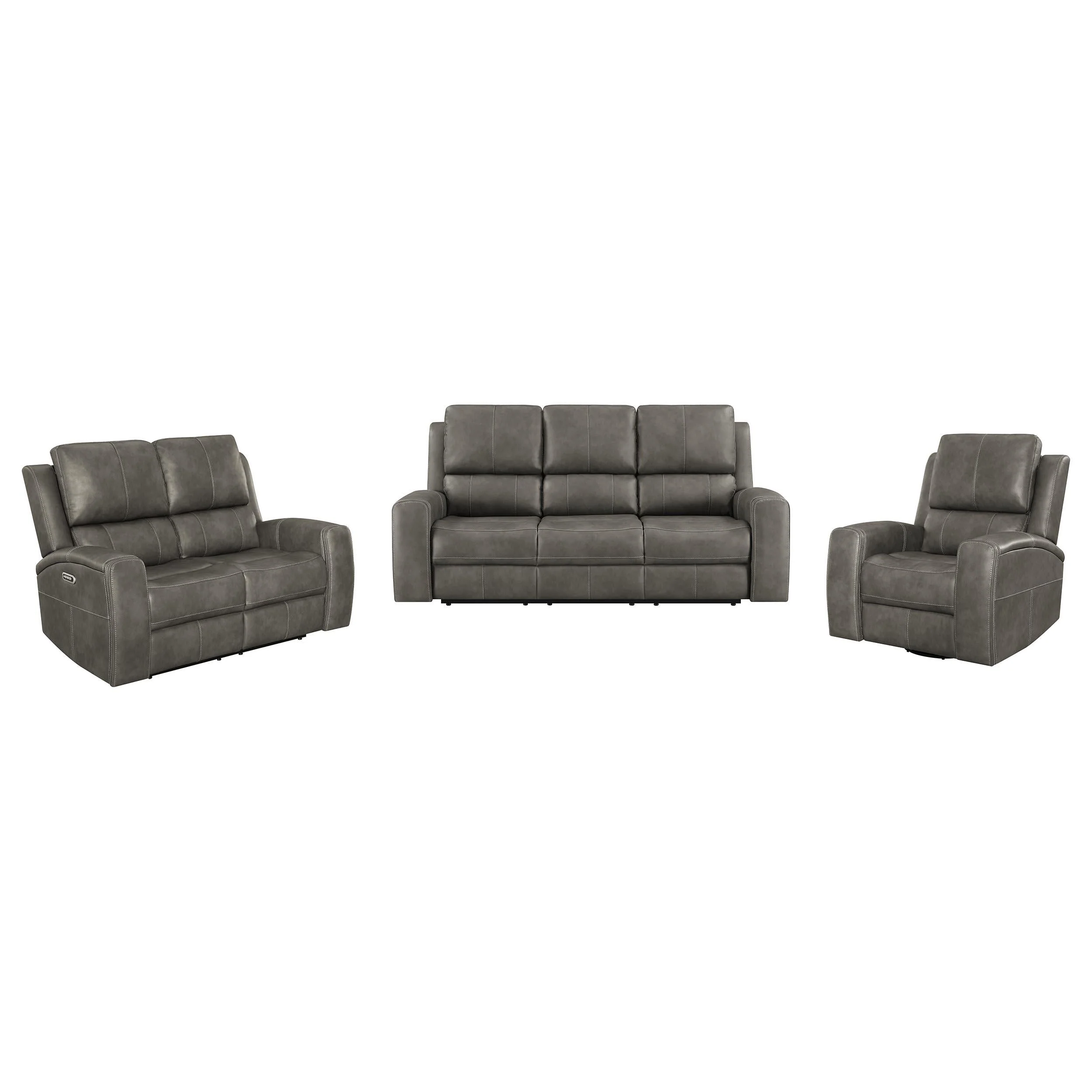 Brickston Charcoal 3-Piece Triple Power Reclining Set