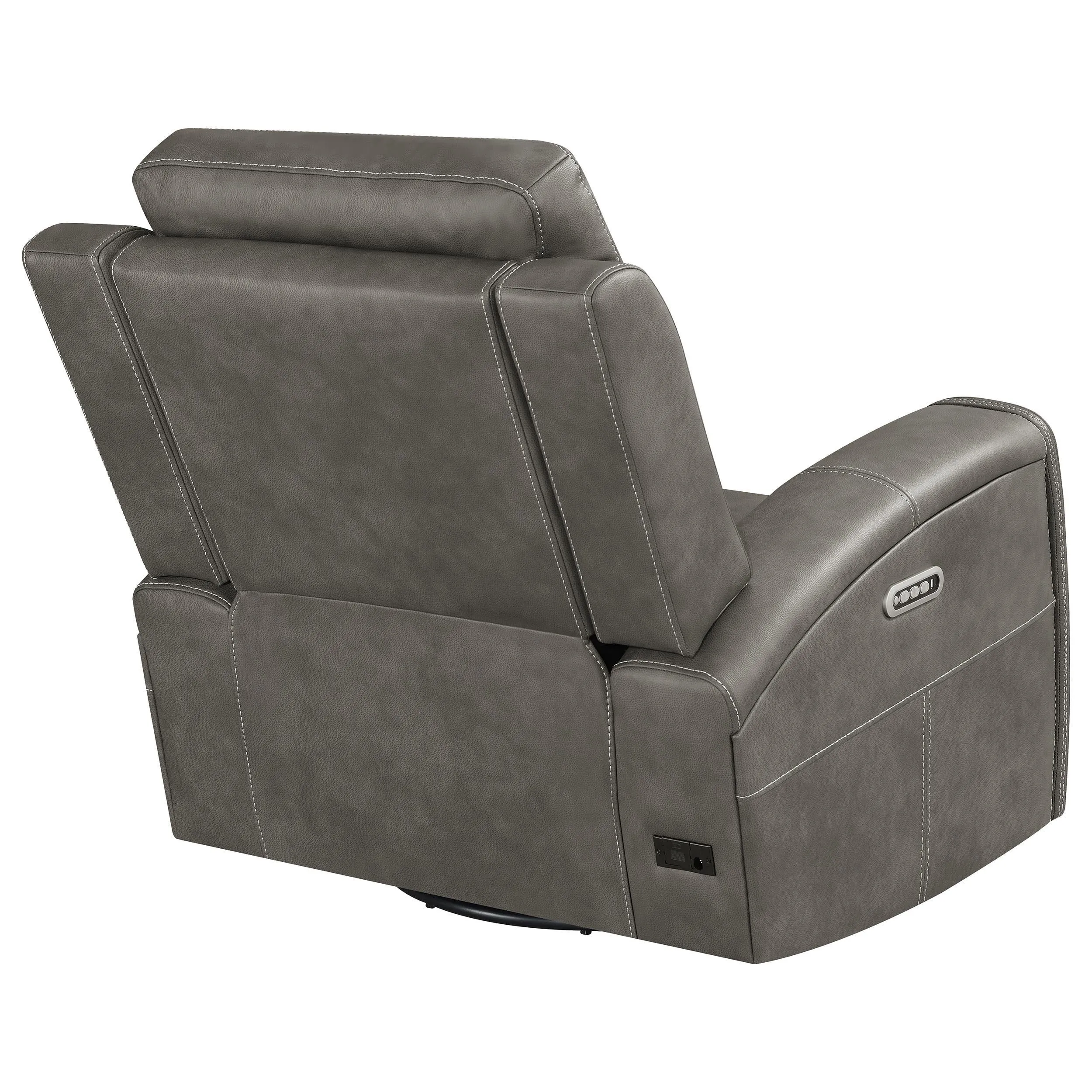 Brickston Charcoal Triple Power Swivel Glider Recliner - Image 7
