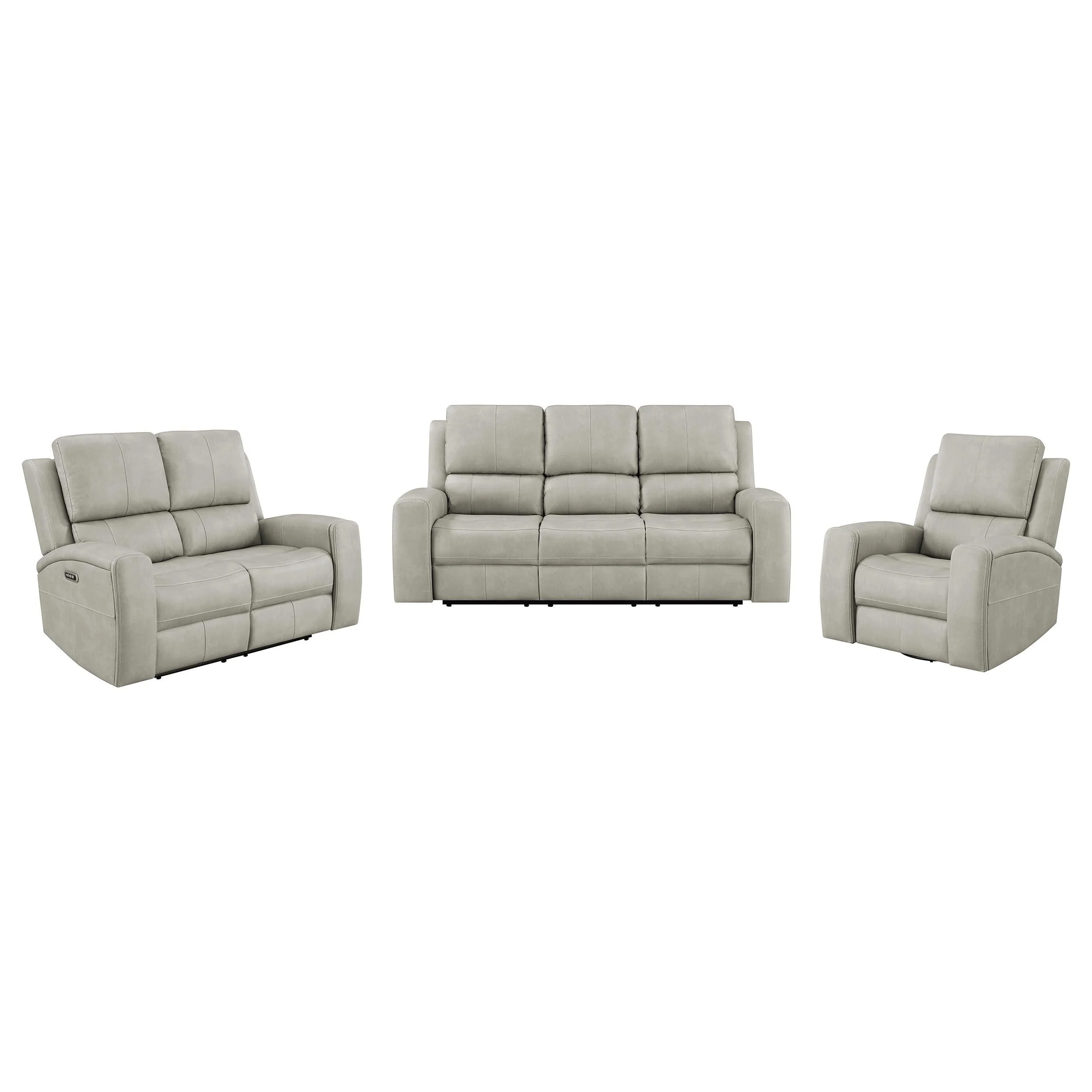 Brickston Gray 3-Piece Triple Power Reclining Set