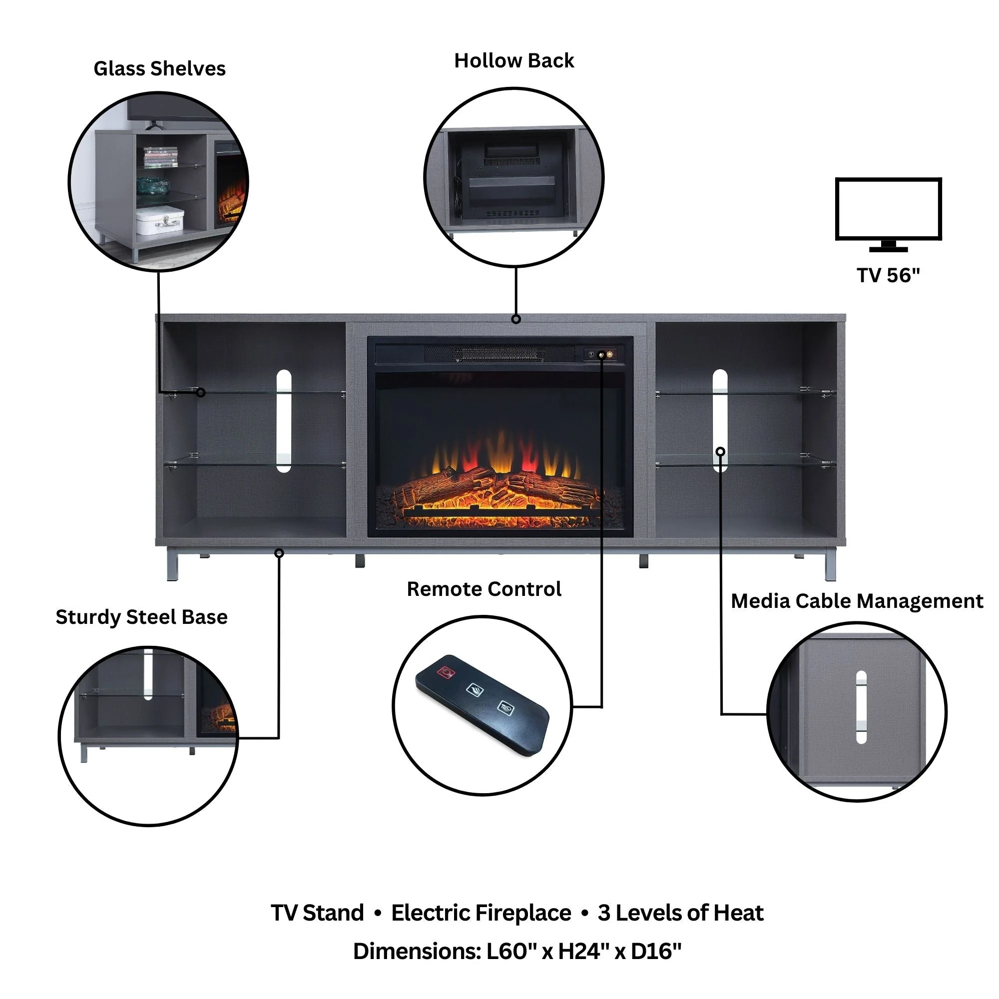 Brighton Fireplace in Grey - Image 4
