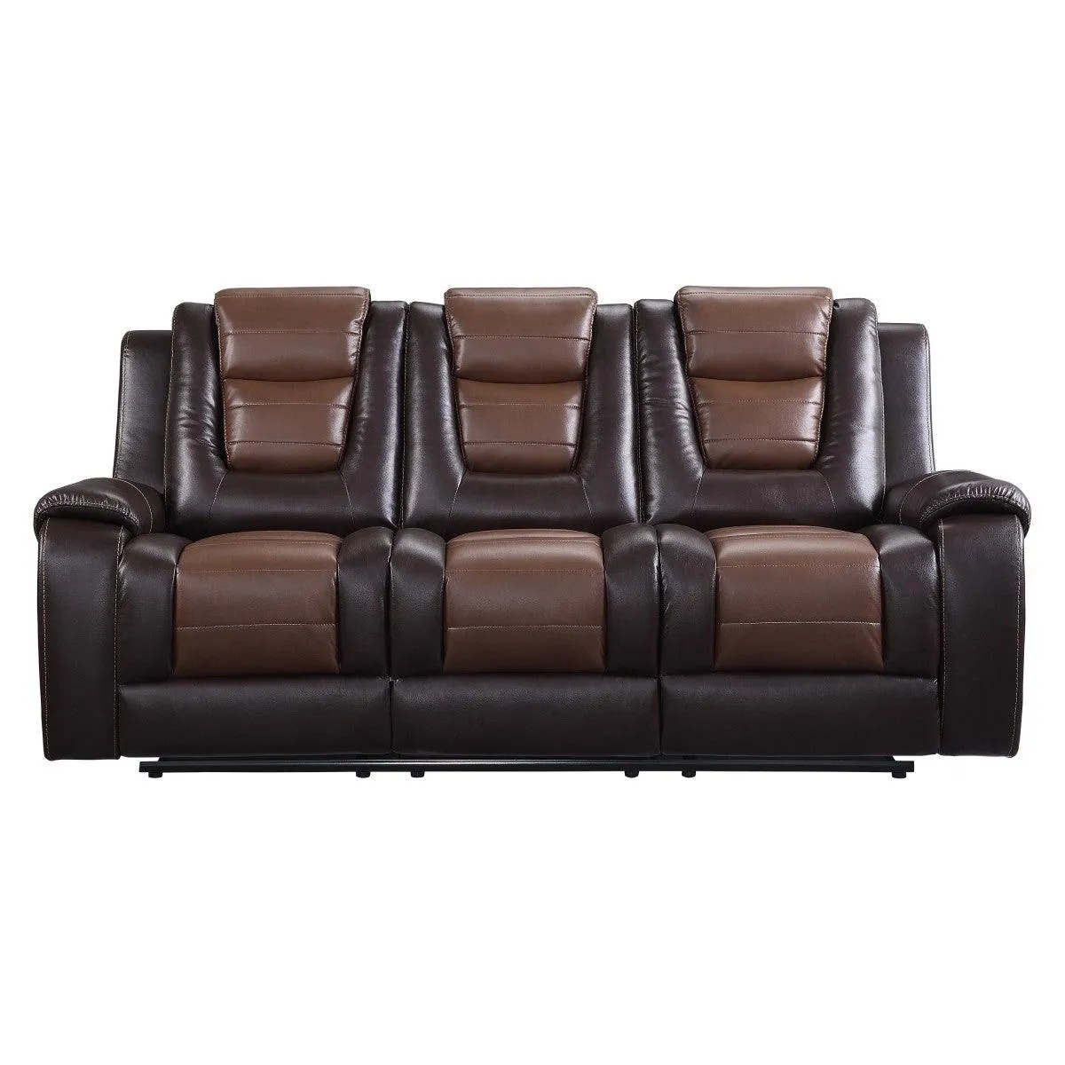 Briscoe Brown Double Reclining Sofa with Drop-Down Cup Holders - Image 2