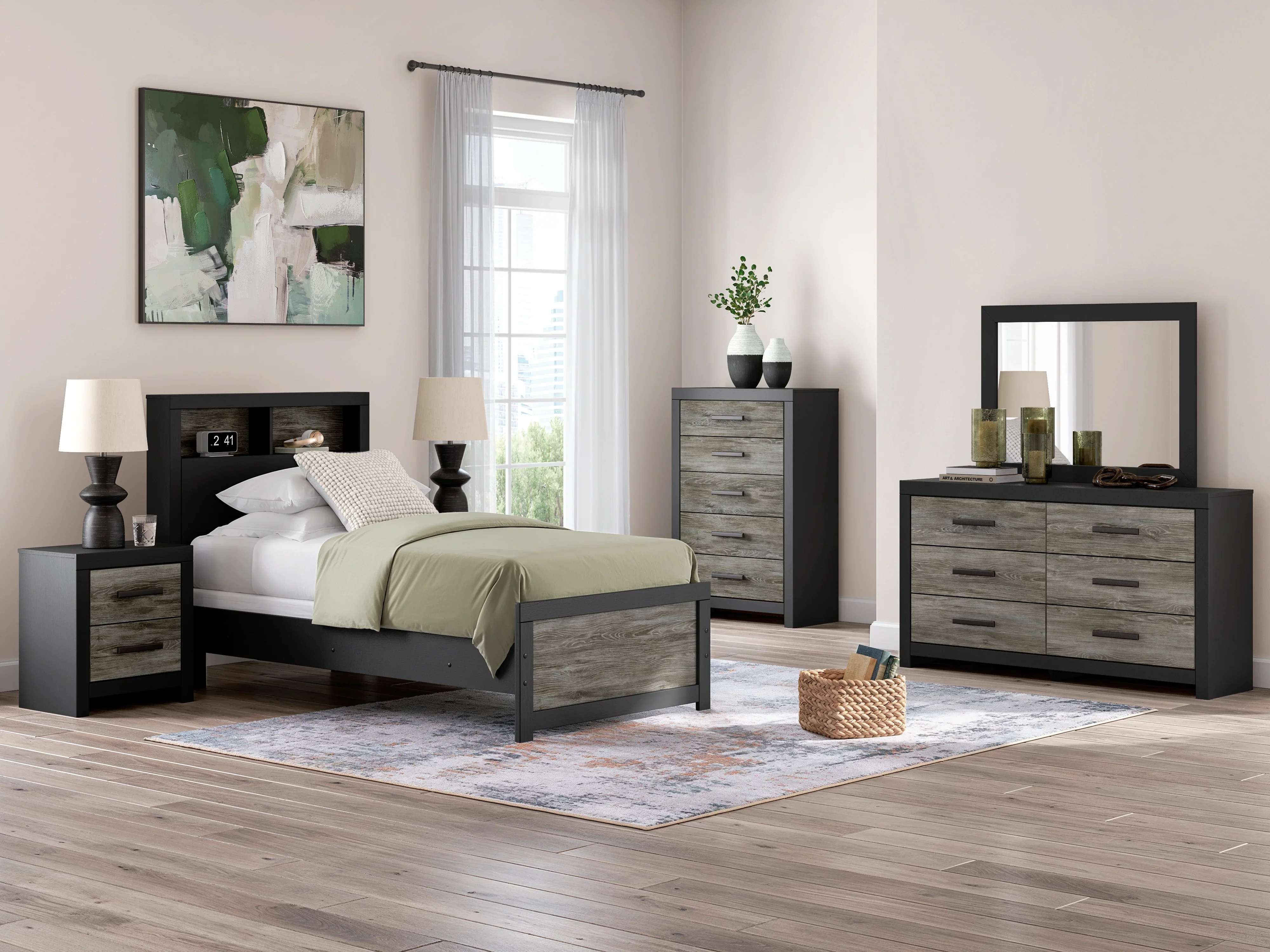Broachmyn Black/Gray Bookcase Youth Panel Bedroom Set - Image 2