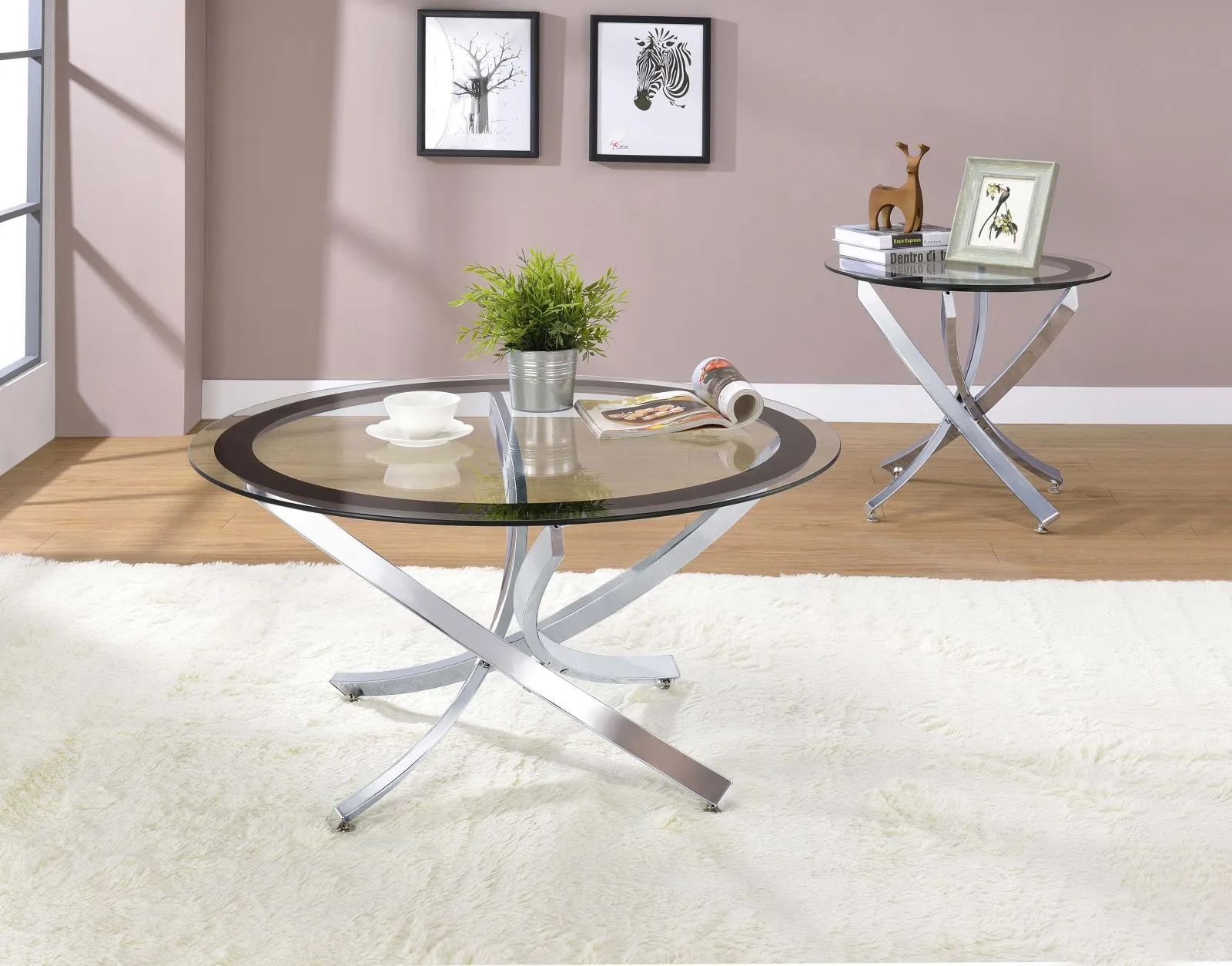 Brooke Chrome/Black Glass Top End Table - Image 3