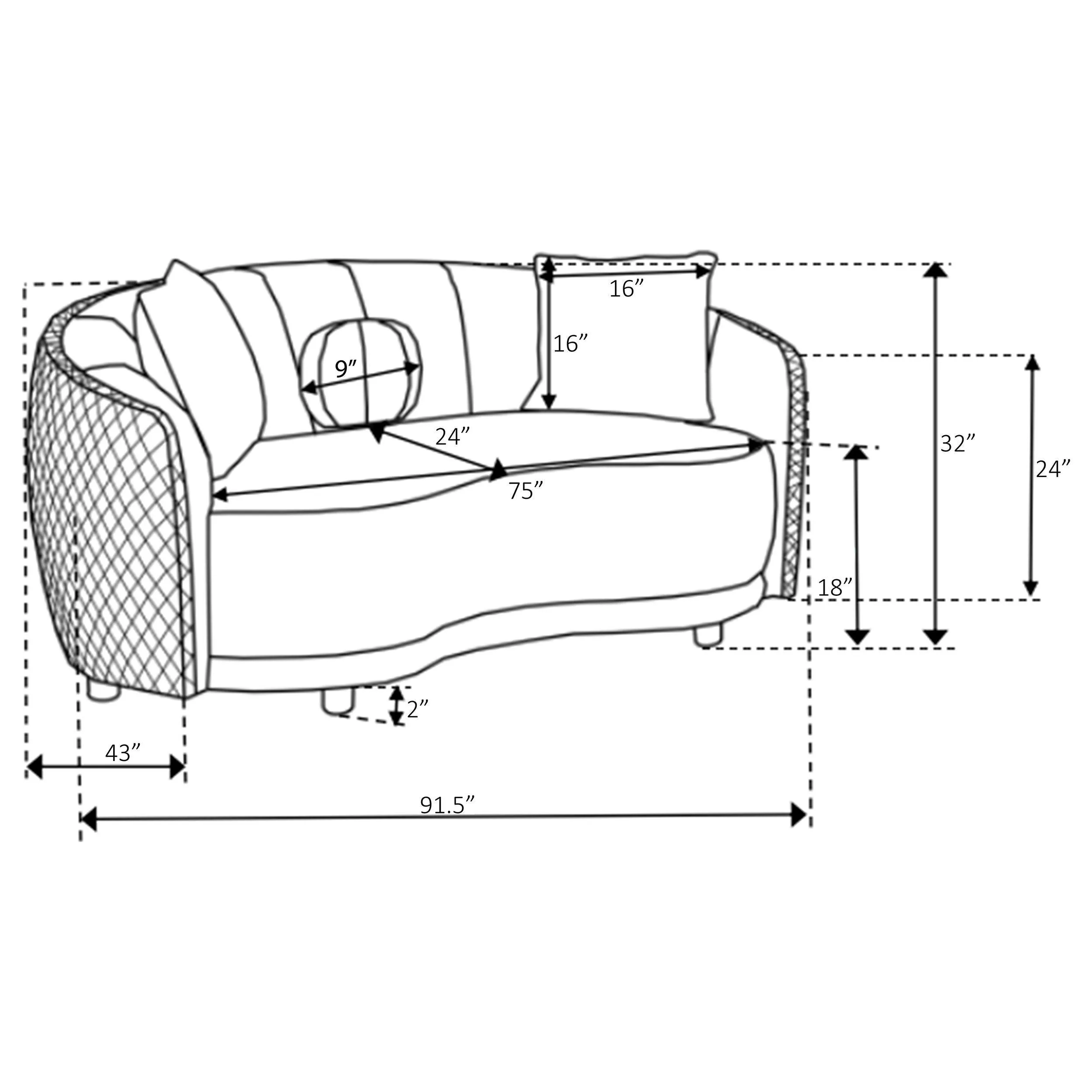 Brookside Dark Grey Velvet Upholstered Curved Sofa - Image 11