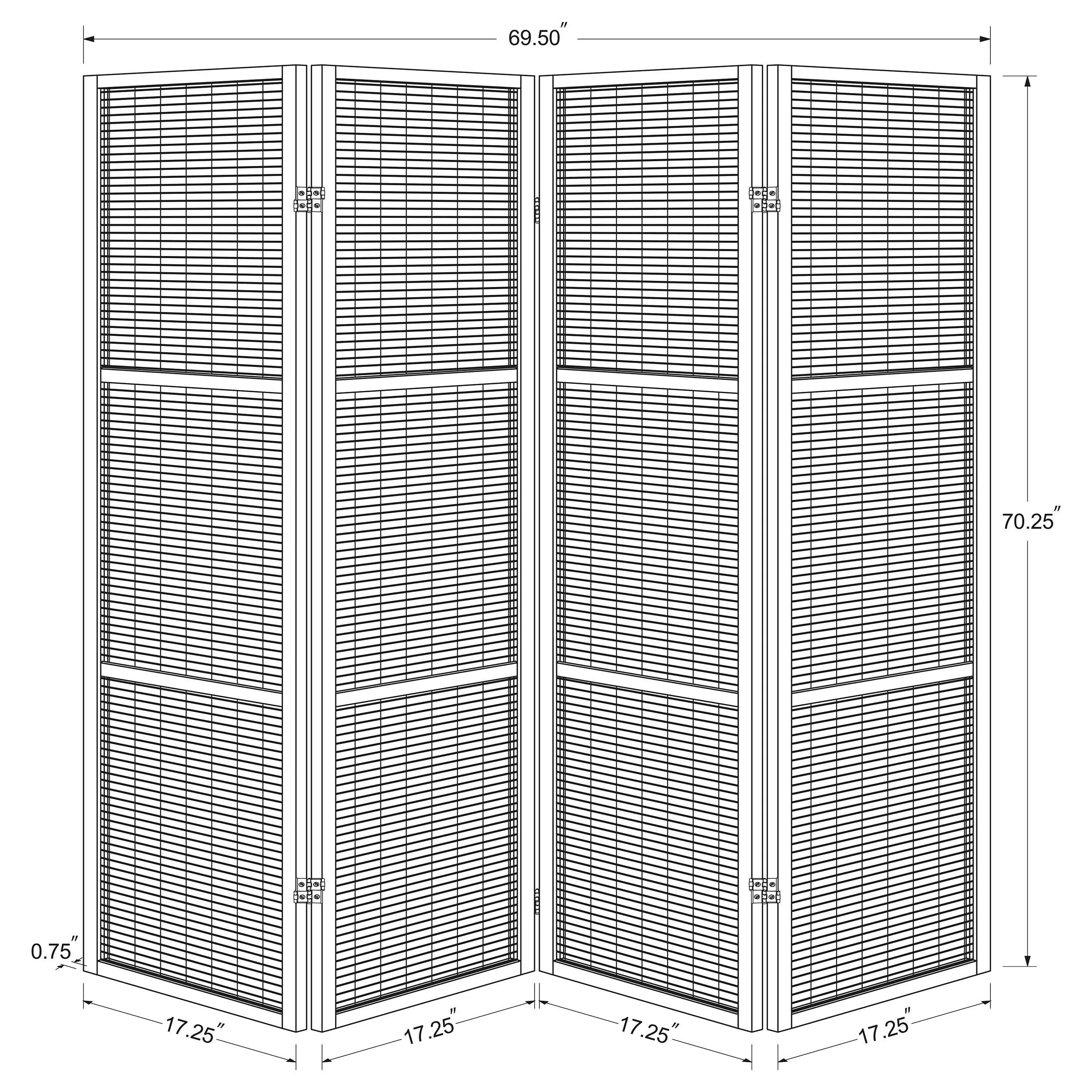 Browning Walnut 4-Panel Bamboo Room Divider Folding Screen - Image 7