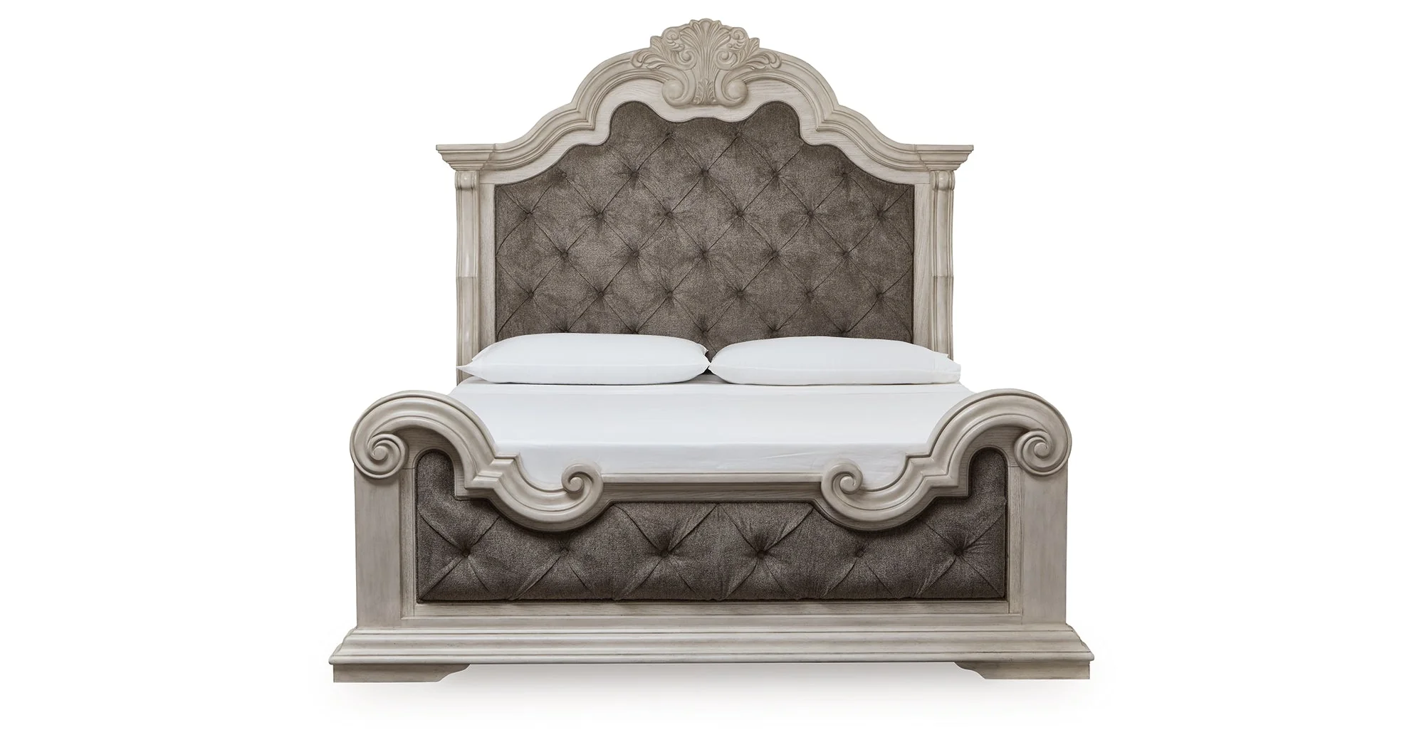 Bruchandi Antique White King Upholstered Panel Bed - Image 11