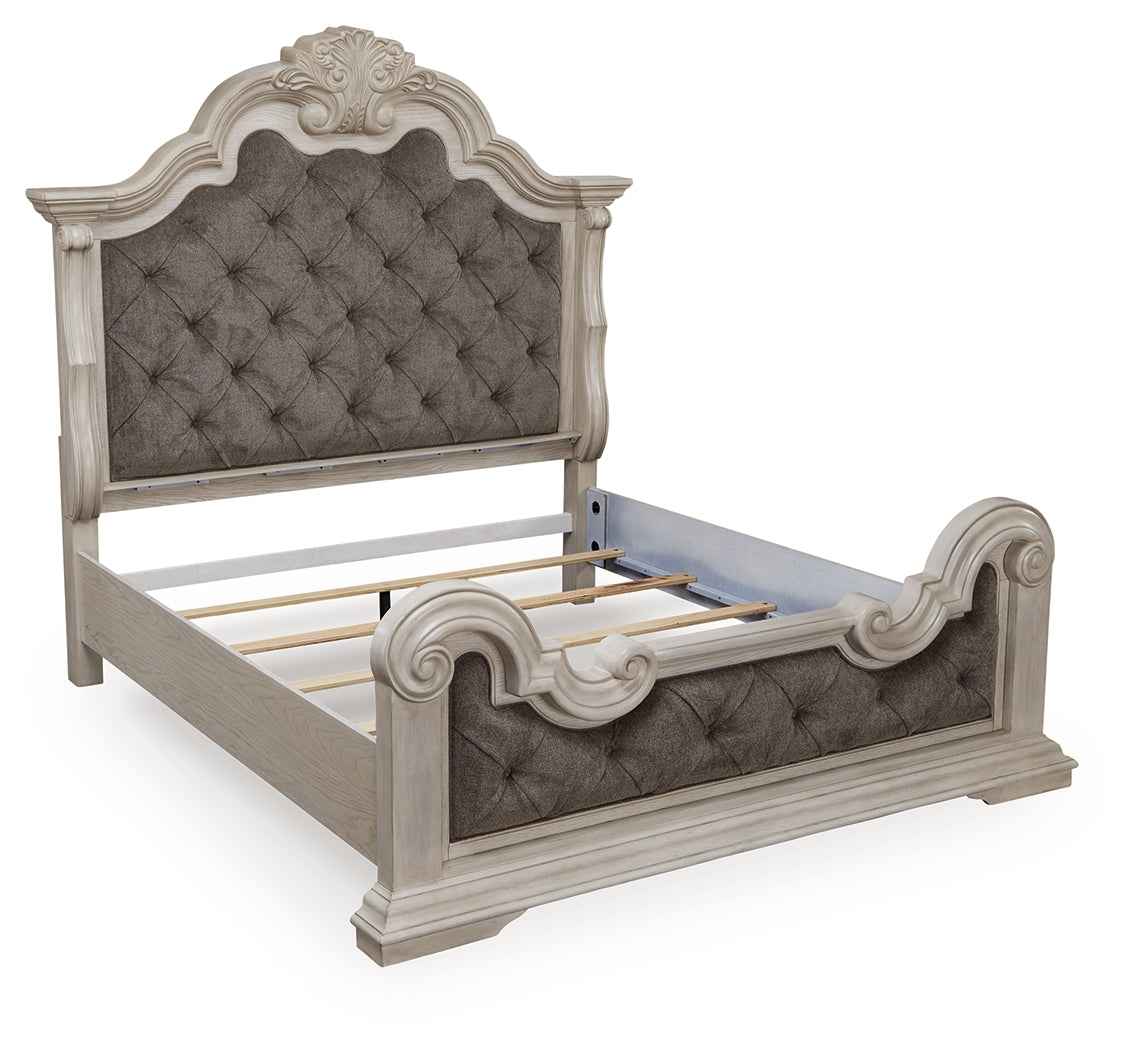 Bruchandi Antique White King Upholstered Panel Bed - Image 3