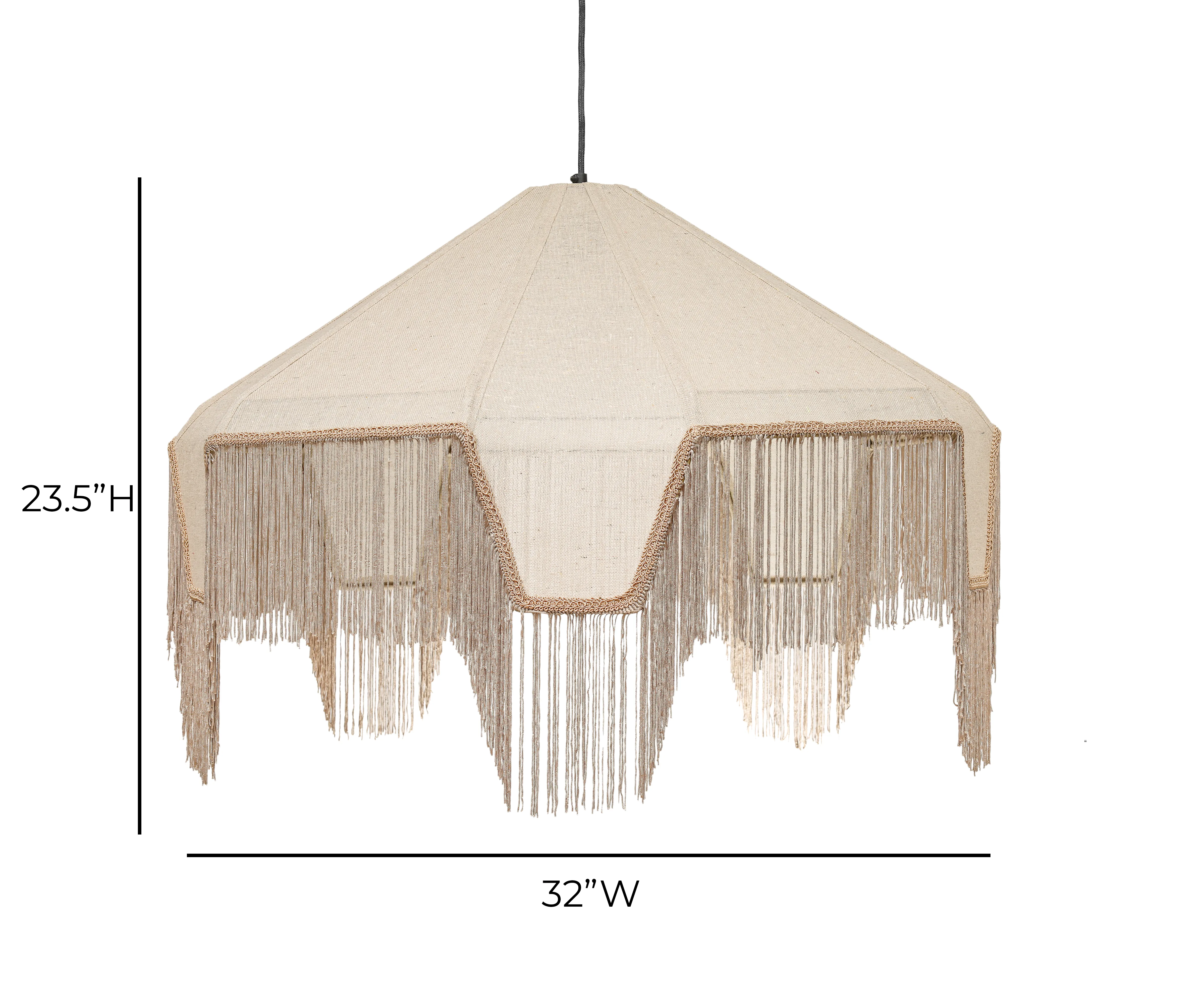 Buchanan Fabric Fringed Angled Pendant Light - Image 5