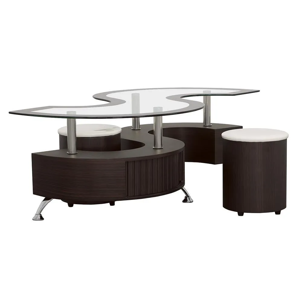 Buckley Cappuccino 3-Piece Coffee Table/Stools Set - Image 2