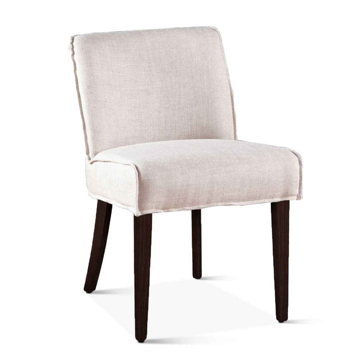 Buddy 20" Dining Chair in Beige Linen with Dark Legs, Set of 2
