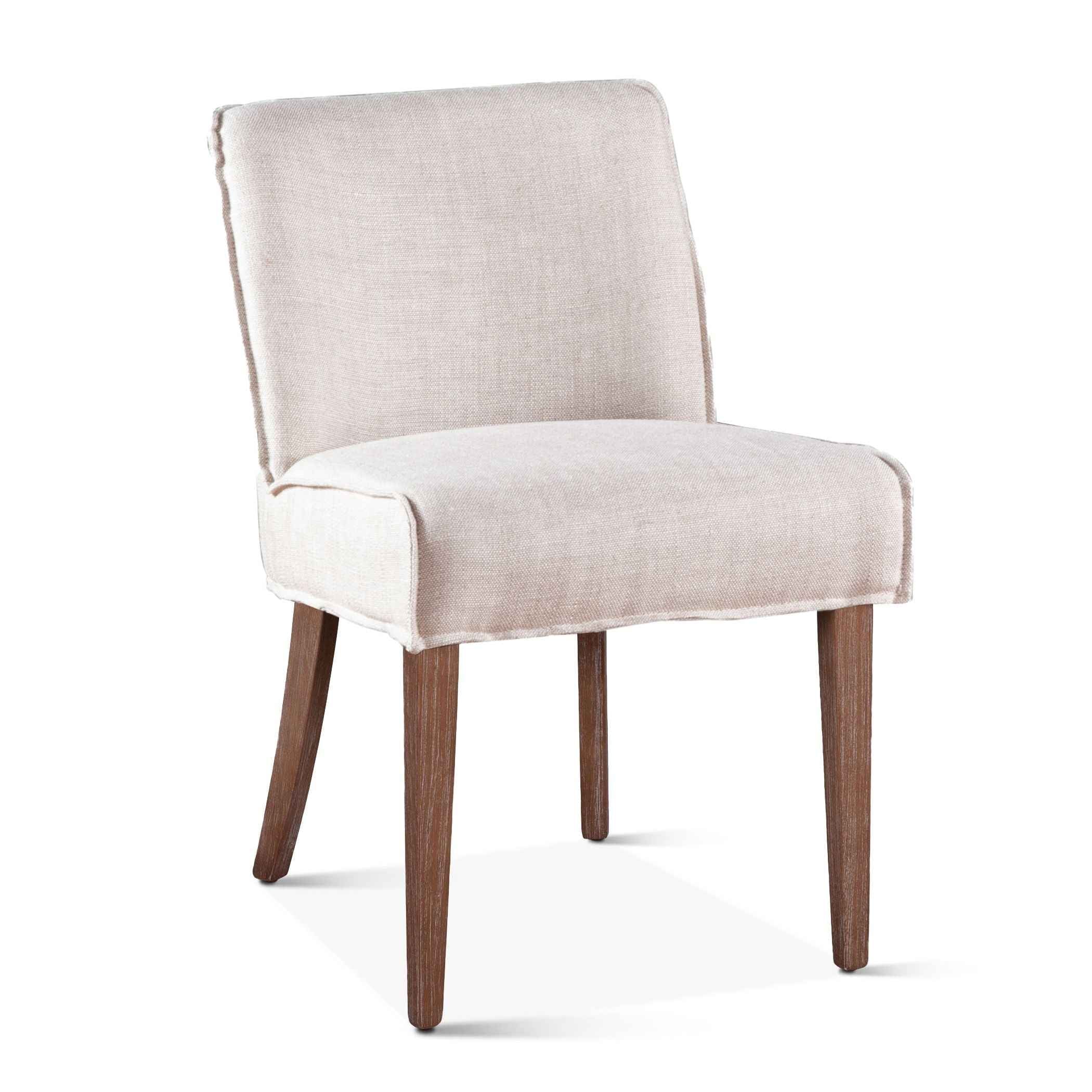 Buddy 20" Dining Chair in Beige Linen with Natural Legs, Set of 2