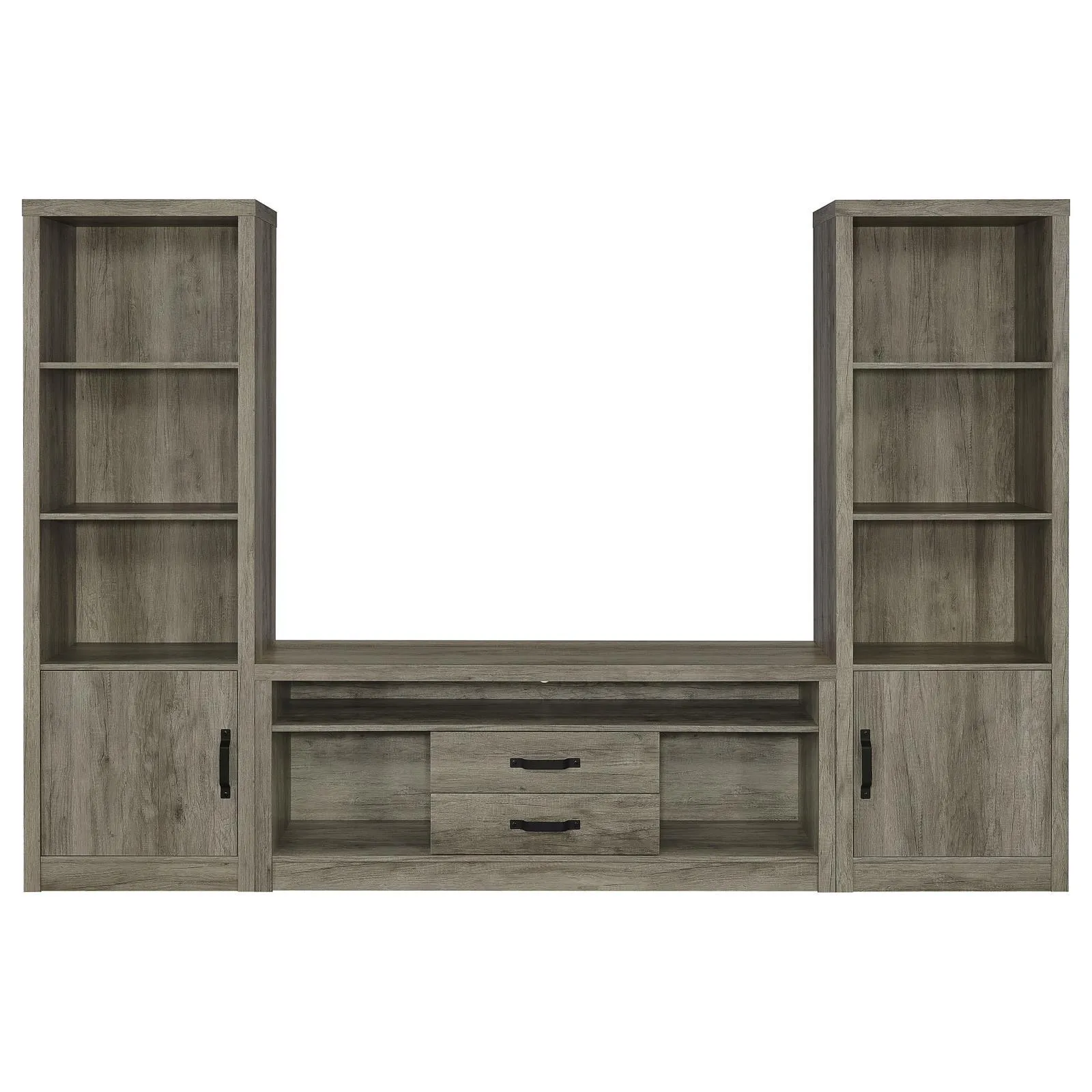 Burke Gray Driftwood 3-Shelf Media Tower With Storage Cabinet - Image 10