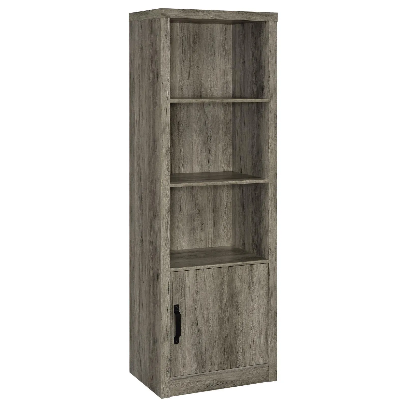 Burke Gray Driftwood 3-Shelf Media Tower With Storage Cabinet - Image 2
