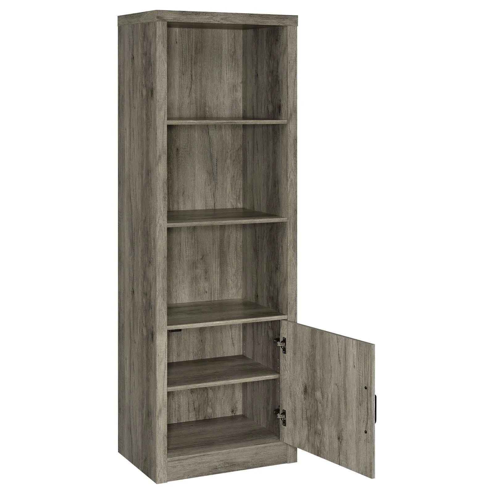 Burke Gray Driftwood 3-Shelf Media Tower With Storage Cabinet - Image 3